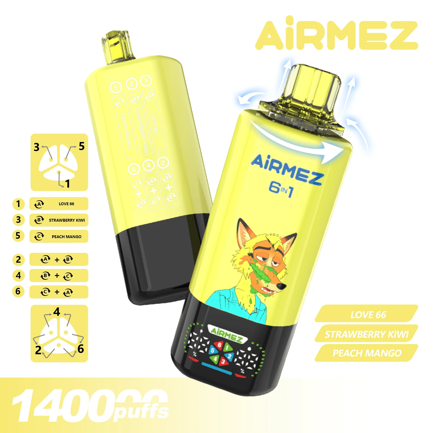 Airmez 140000パフ 6-in-1 使い捨て電子タバコ 画像5
