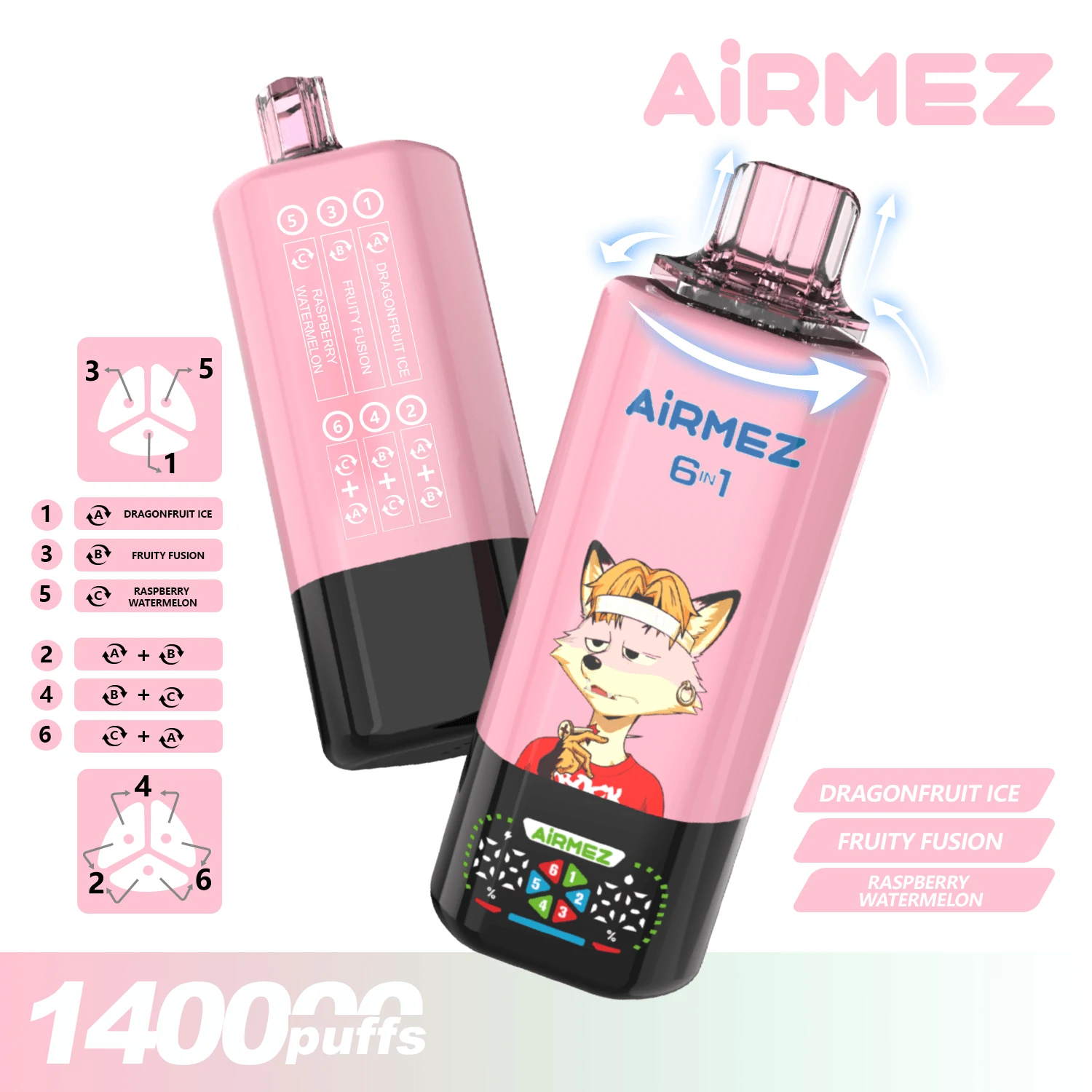 Airmez 140000パフ 6-in-1 使い捨て電子タバコ 画像2