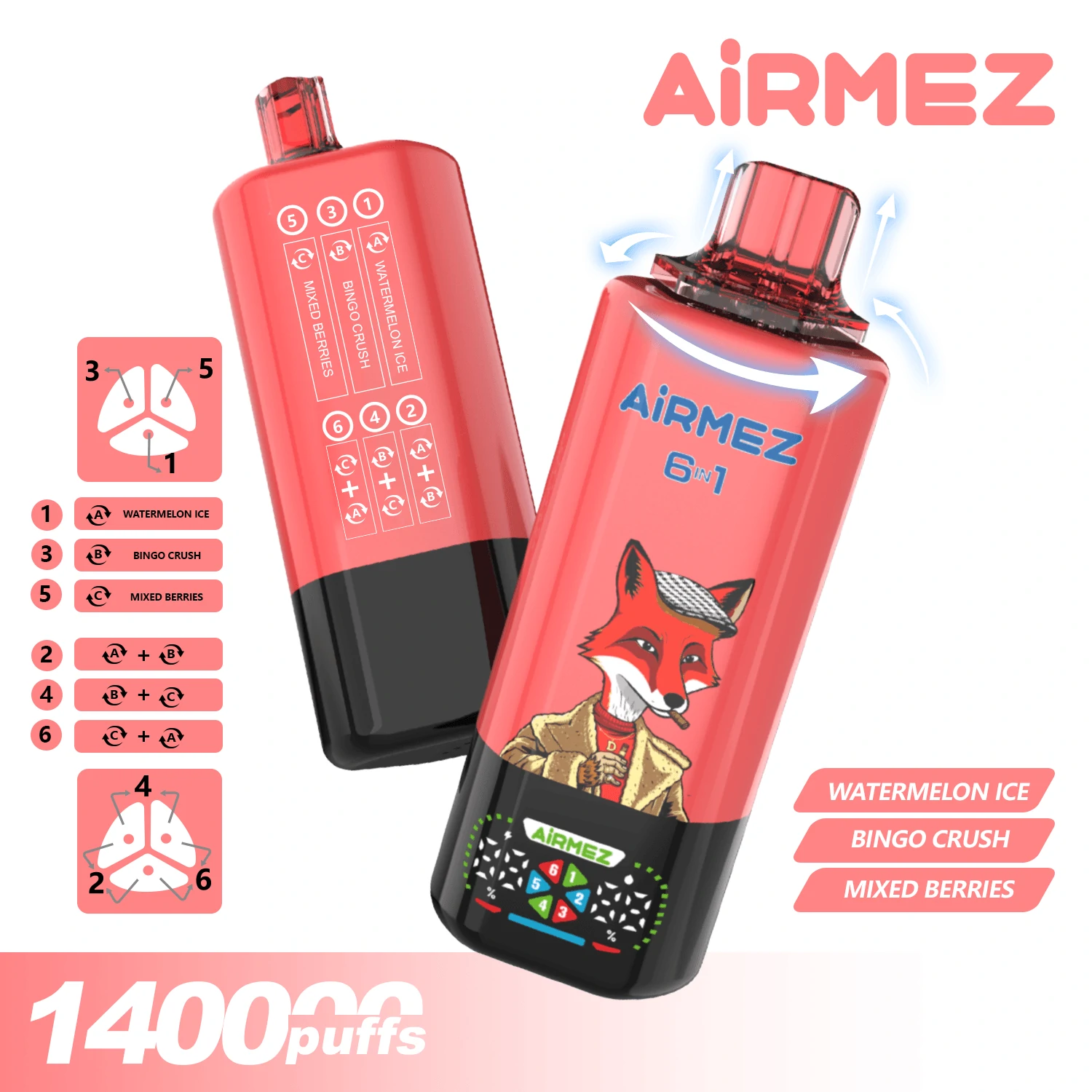 Airmez 140000パフ 6-in-1 使い捨て電子タバコ 画像10