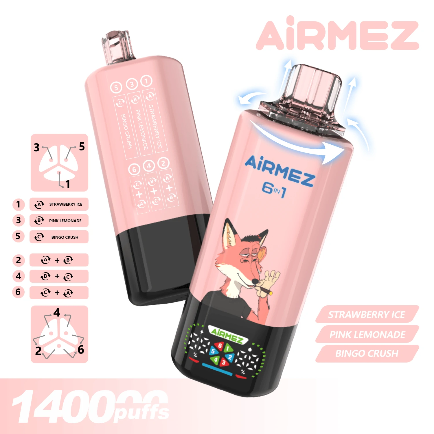 Airmez 140000パフ 6-in-1 使い捨て電子タバコ 画像8