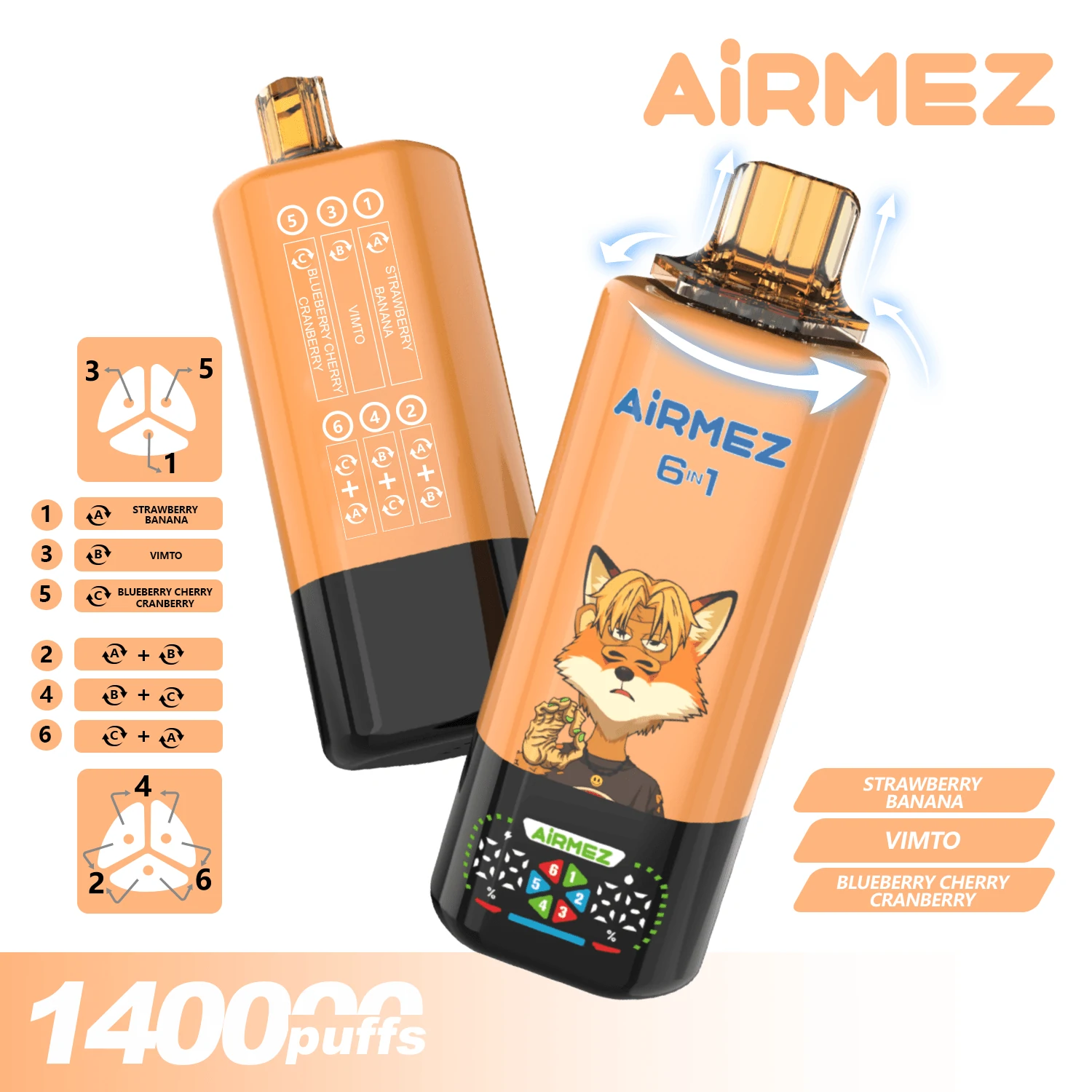 Airmez 140000パフ 6-in-1 使い捨て電子タバコ 画像7
