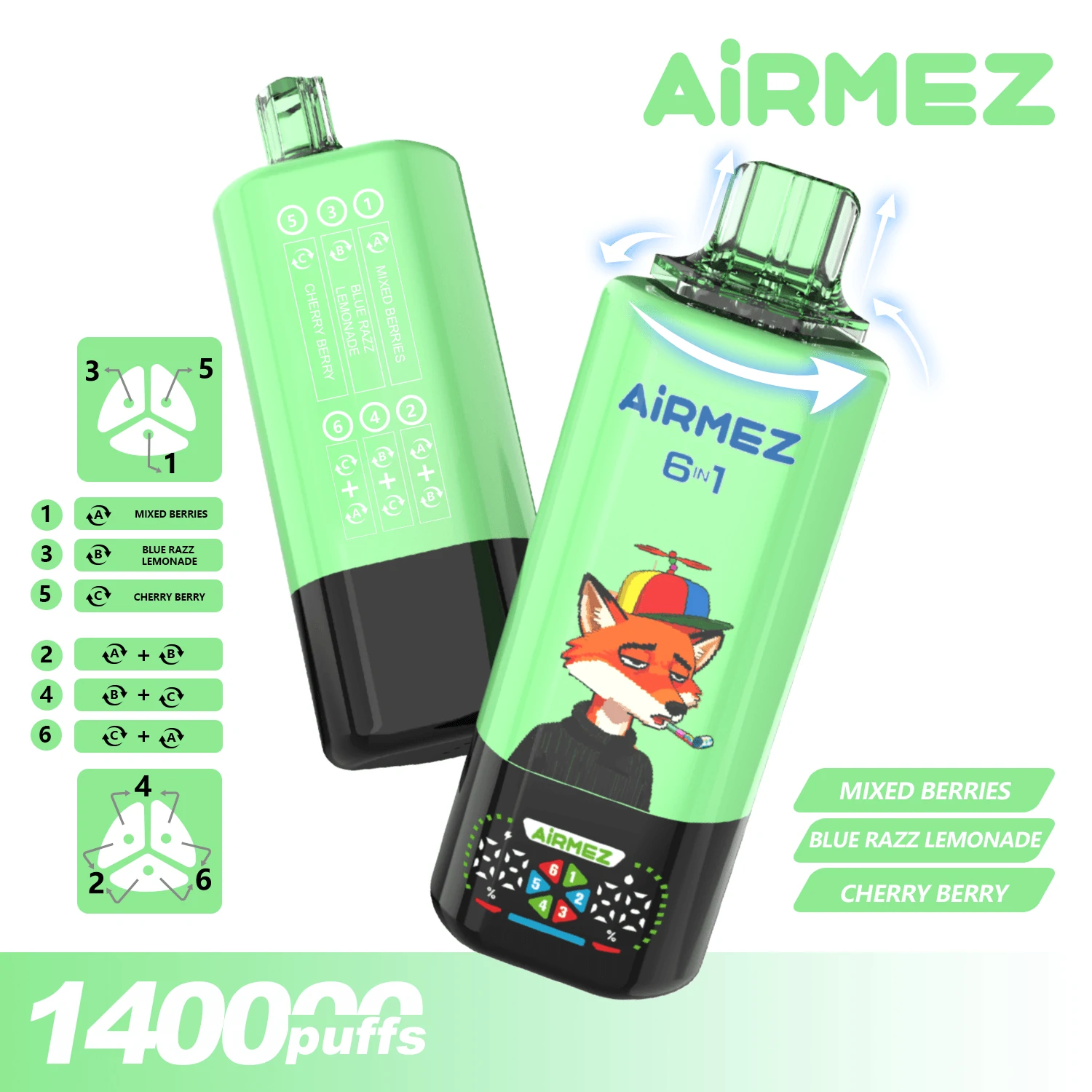 Airmez 140000パフ 6-in-1 使い捨て電子タバコ 画像6