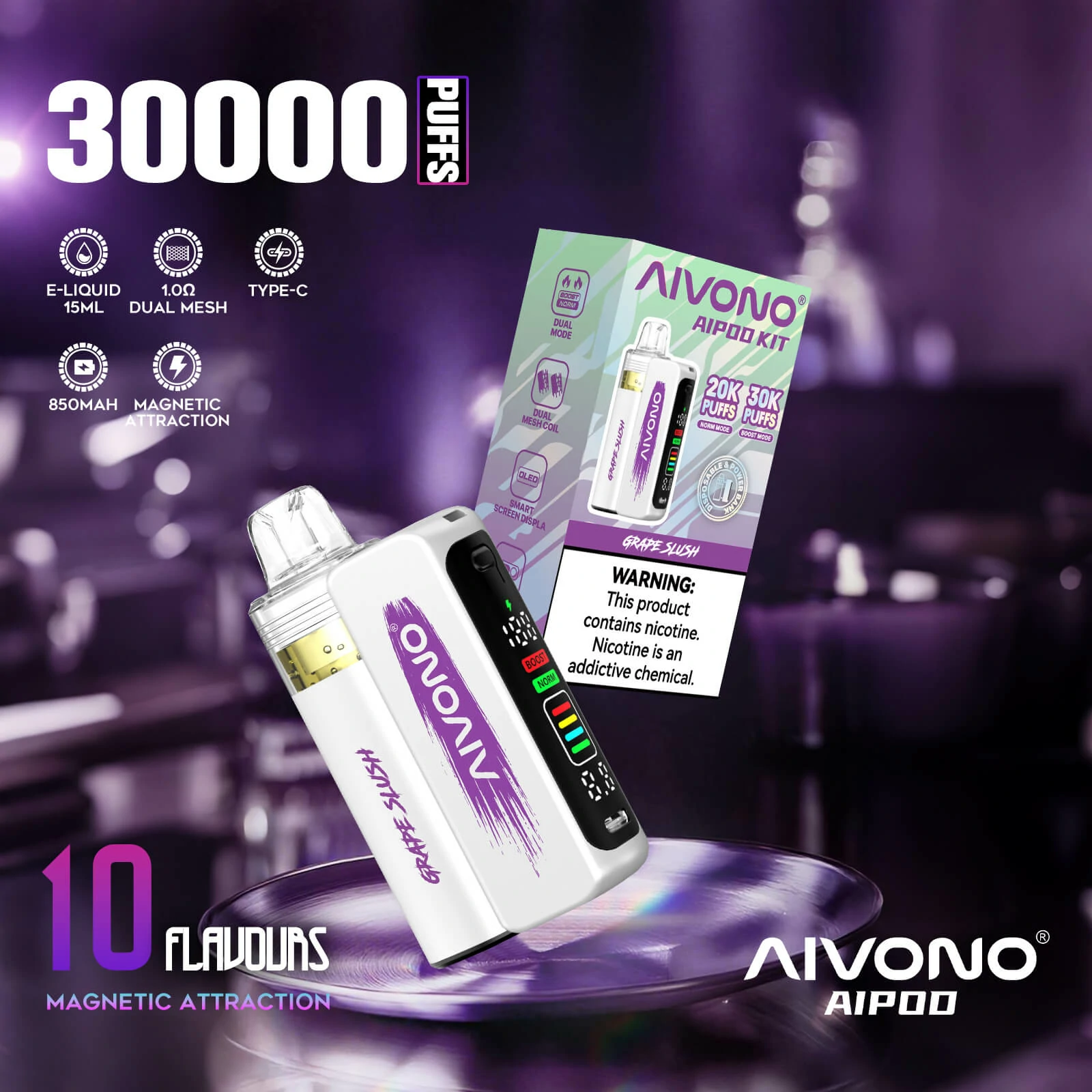 AIVONO AIM AIPOD KIT 30000パフ 使い捨て電子タバコ 画像3