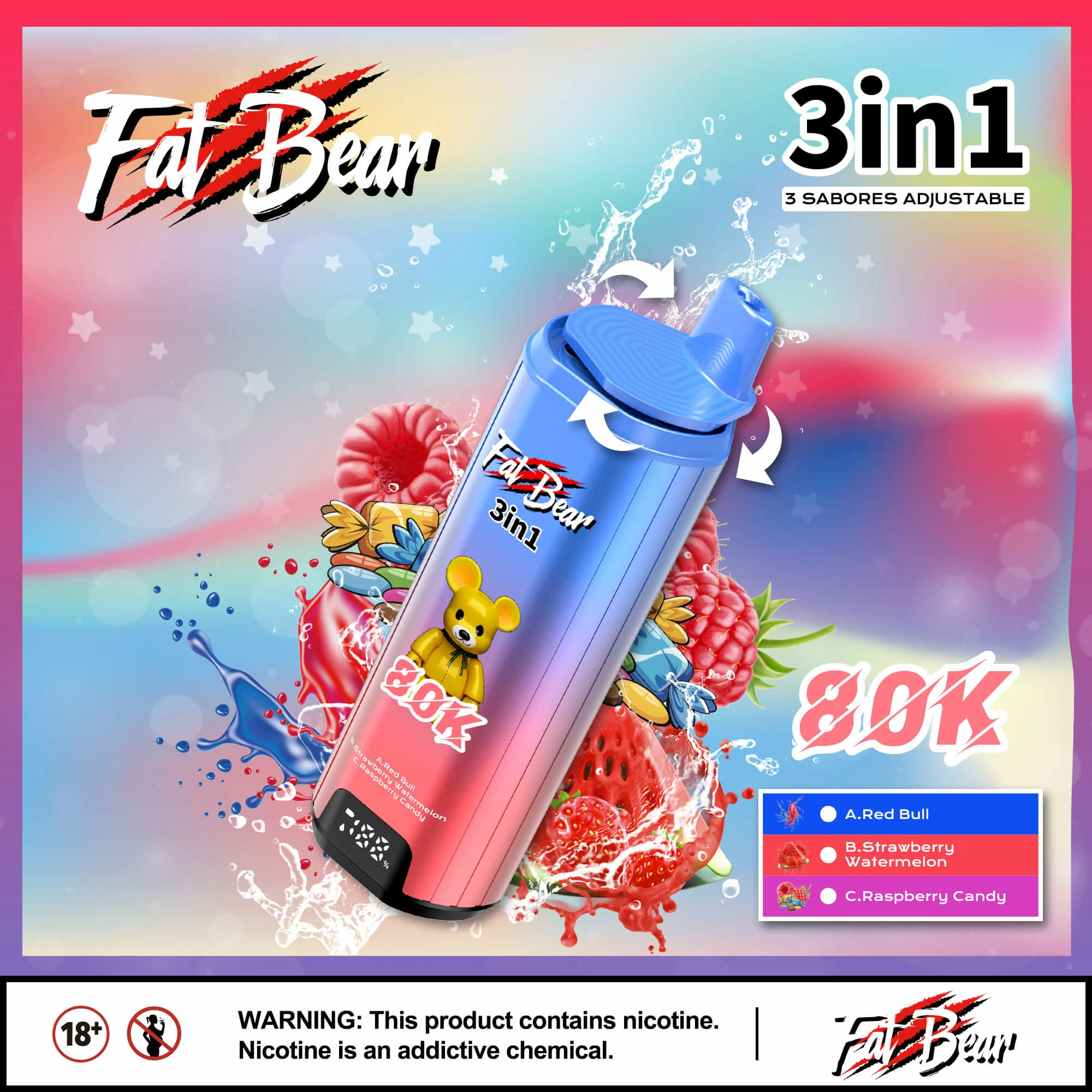 AIVONO AIM FAT BEAR 80000パフ 3-in-1 使い捨て電子タバコ 画像9