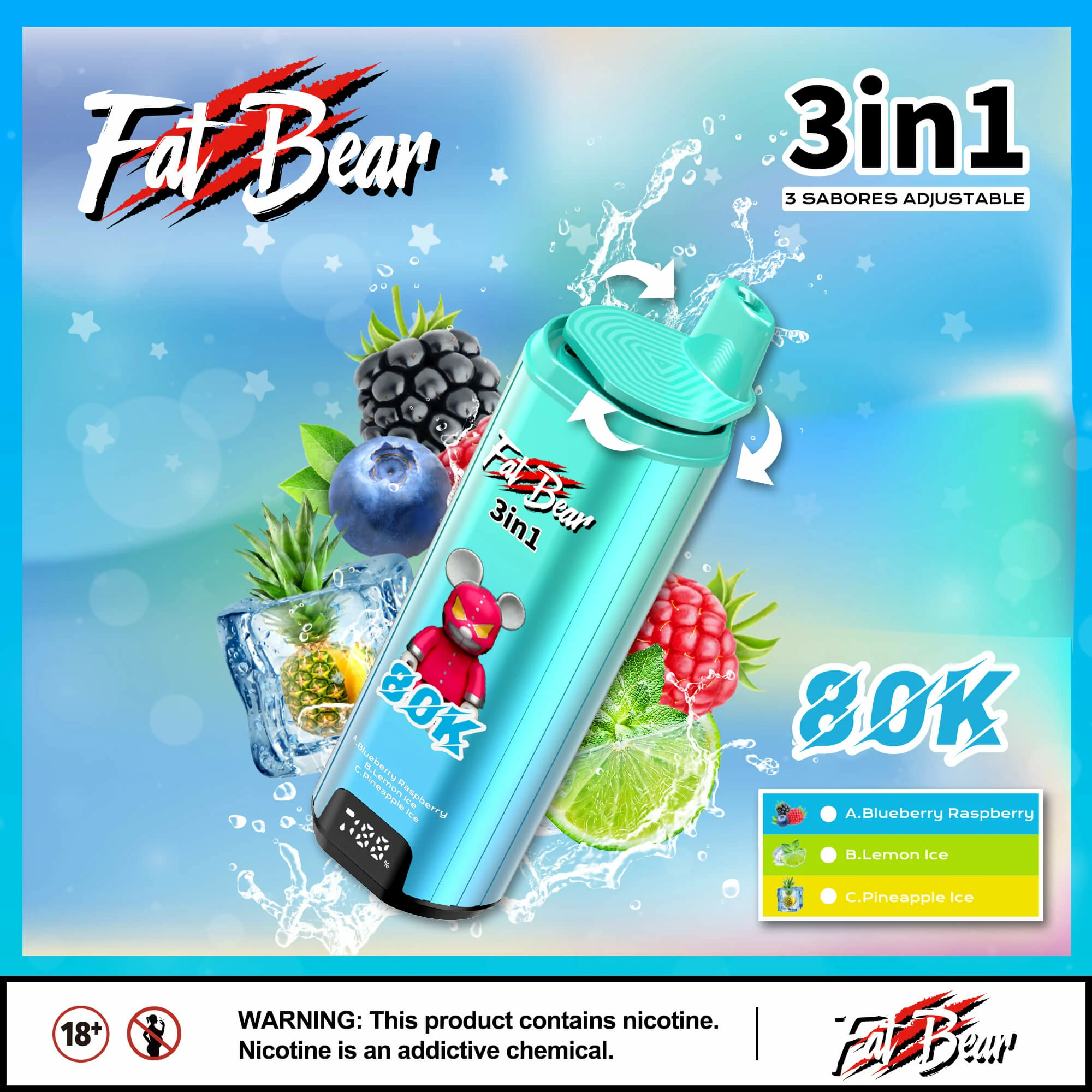 AIVONO AIM FAT BEAR 80000パフ 3-in-1 使い捨て電子タバコ 画像3