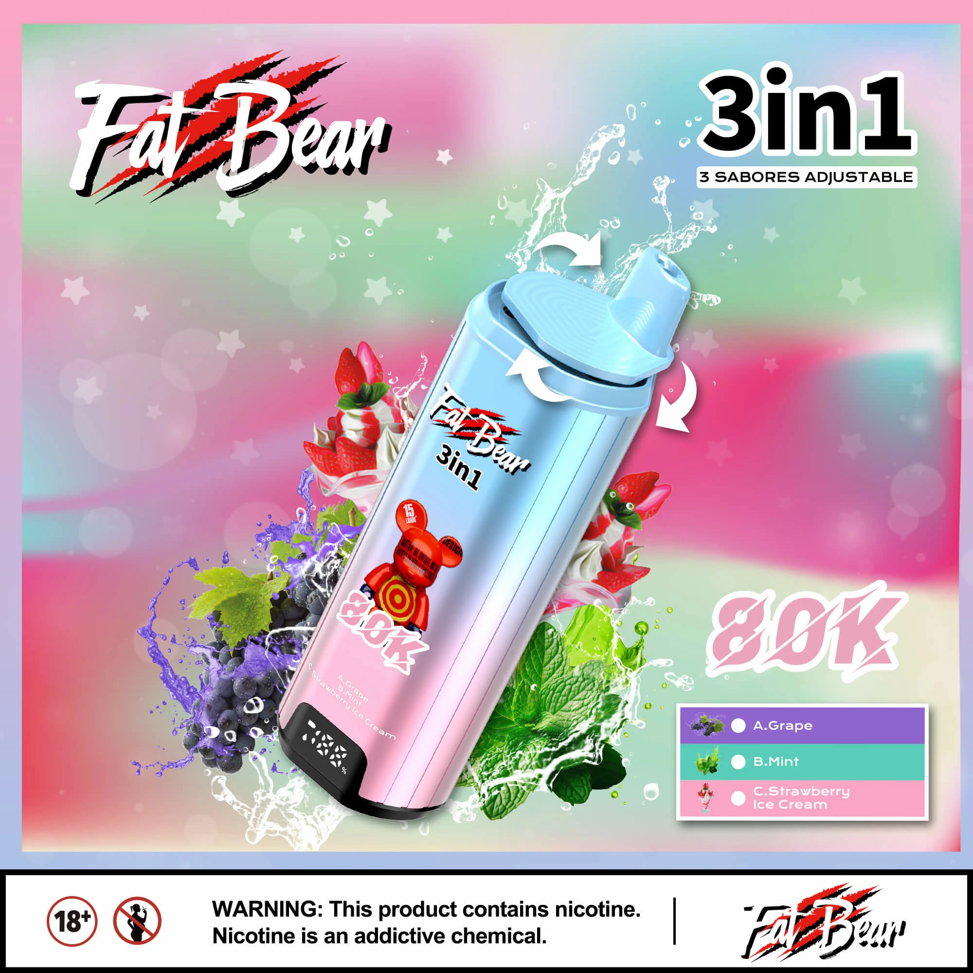 AIVONO AIM FAT BEAR 80000パフ 3-in-1 使い捨て電子タバコ 画像4