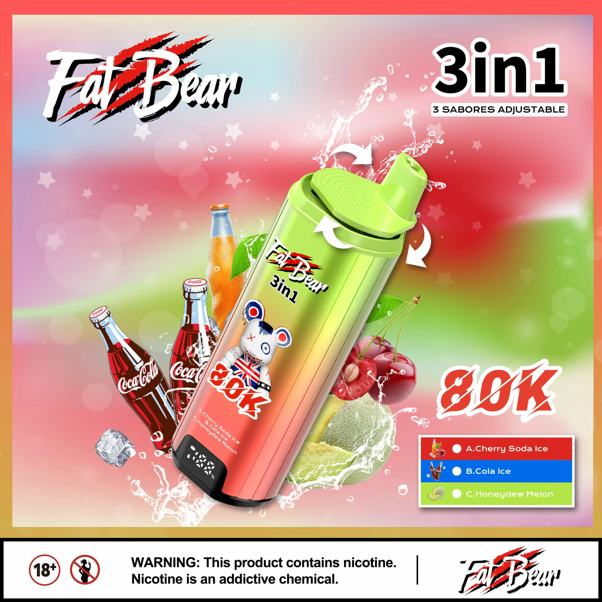 AIVONO AIM FAT BEAR 80000パフ 3-in-1 使い捨て電子タバコ 画像5