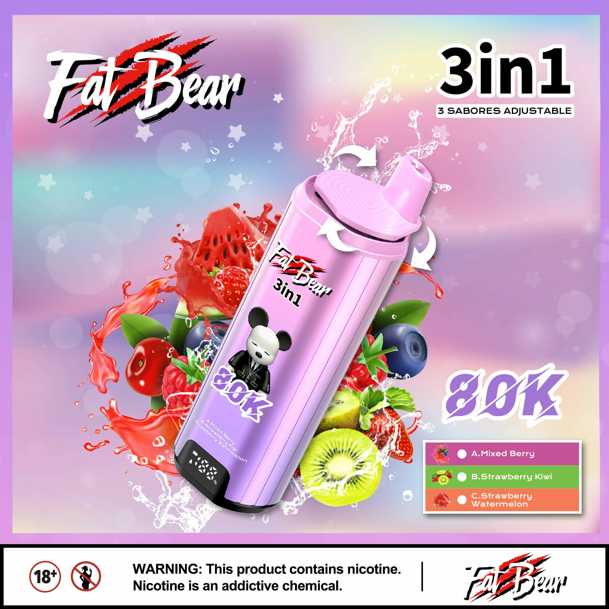 AIVONO AIM FAT BEAR 80000パフ 3-in-1 使い捨て電子タバコ 画像8