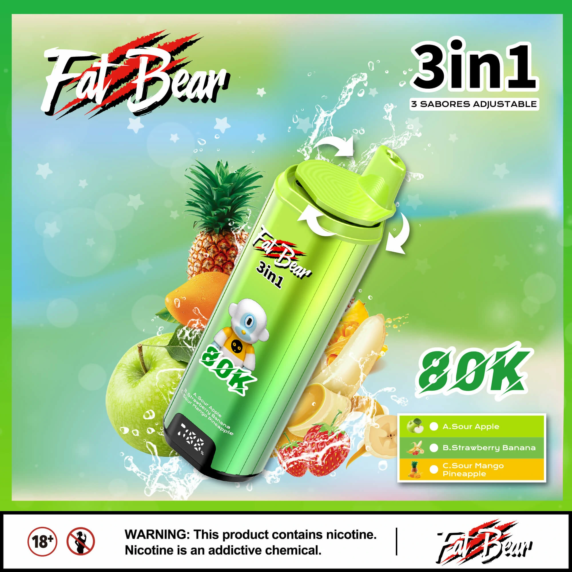 AIVONO AIM FAT BEAR 80000パフ 3-in-1 使い捨て電子タバコ 画像6