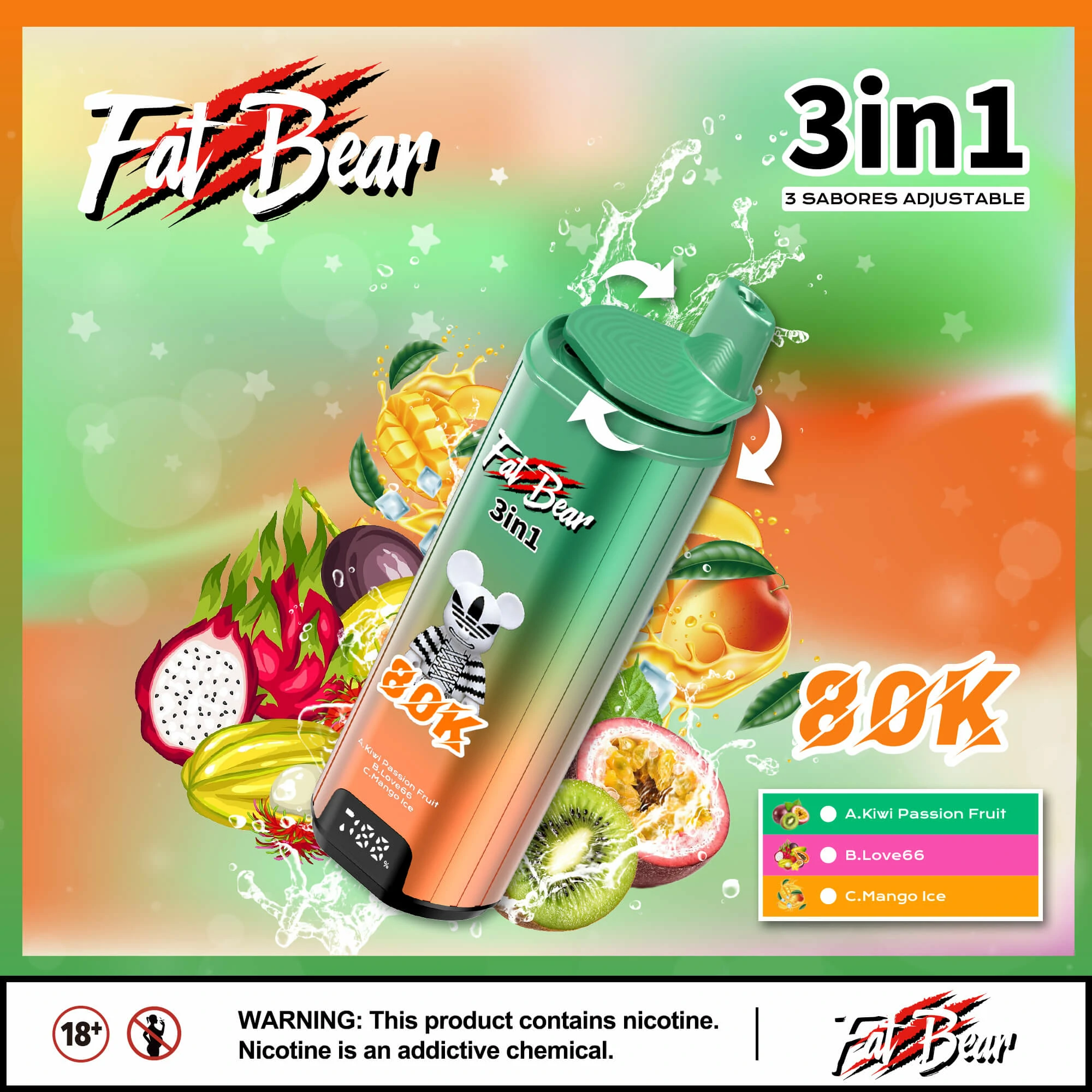 AIVONO AIM FAT BEAR 80000パフ 3-in-1 使い捨て電子タバコ 画像10