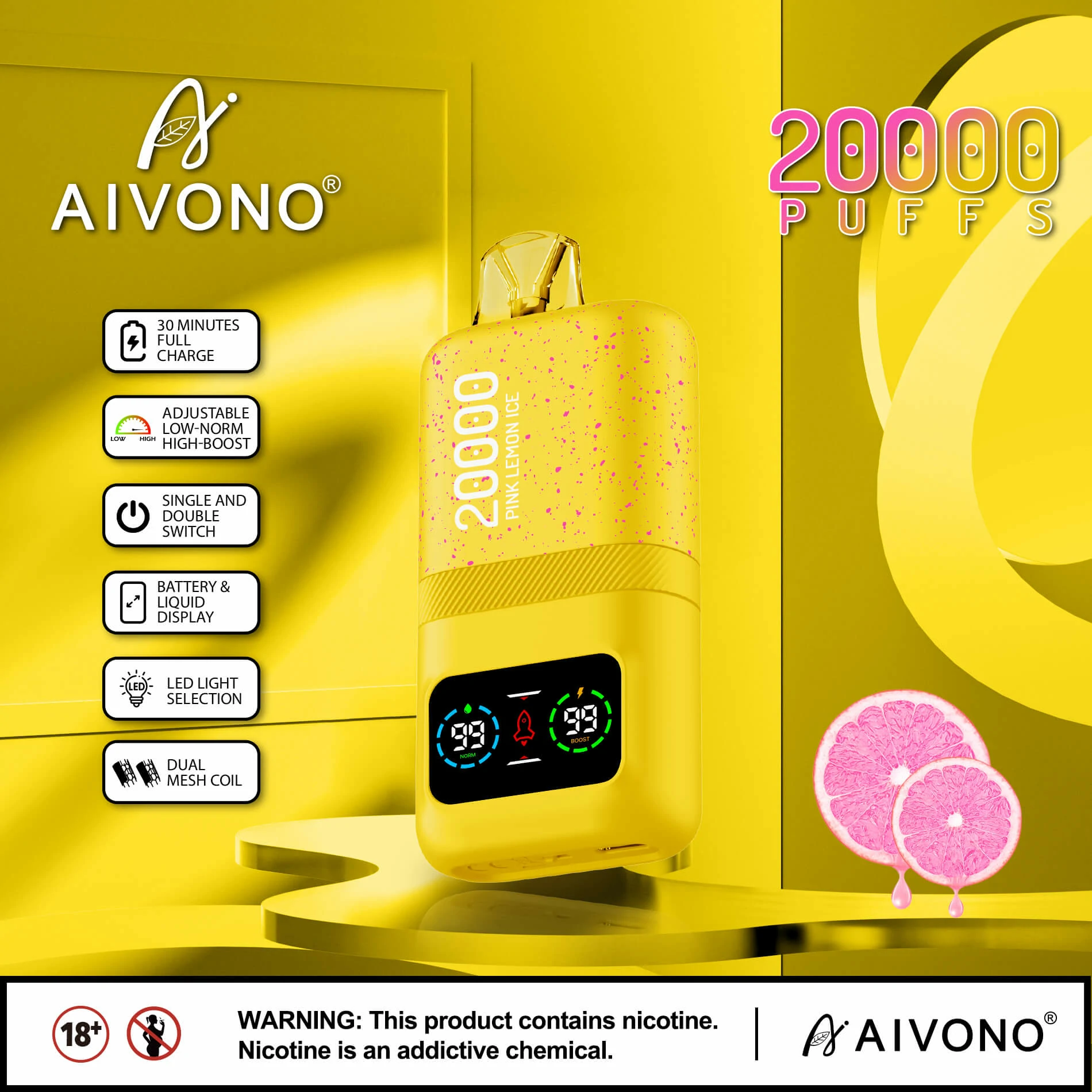 AIVONO AIM MAGIC 20000パフ 使い捨て電子タバコ 画像3