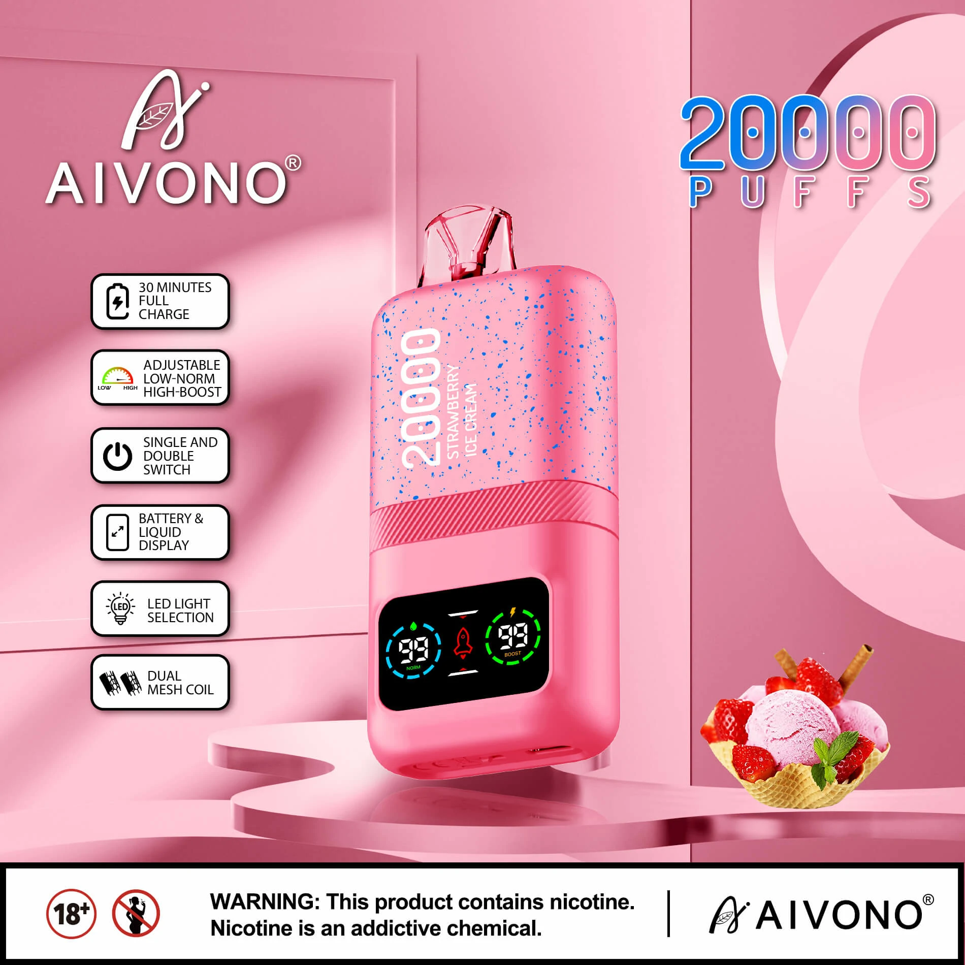 AIVONO AIM MAGIC 20000パフ 使い捨て電子タバコ 画像2