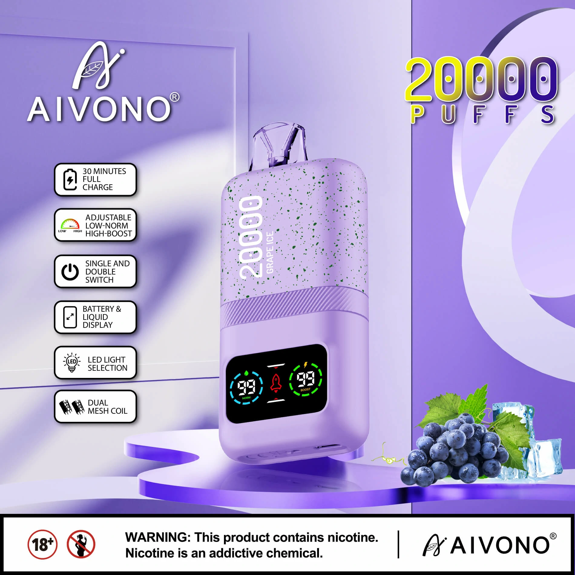 AIVONO AIM MAGIC 20000パフ 使い捨て電子タバコ 画像6
