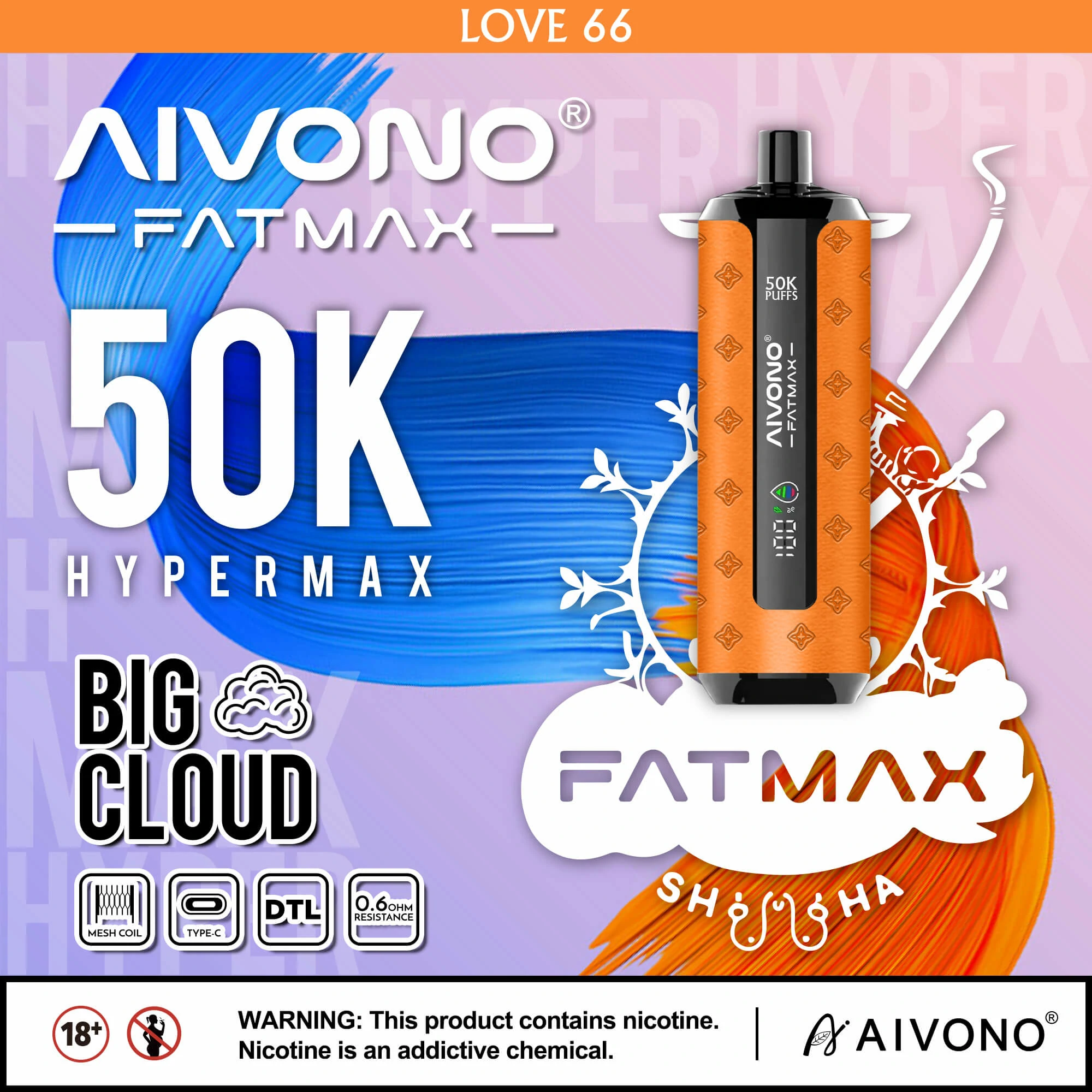 Aivono AIM FATMAX 50000パフ 使い捨て電子タバコ 画像3