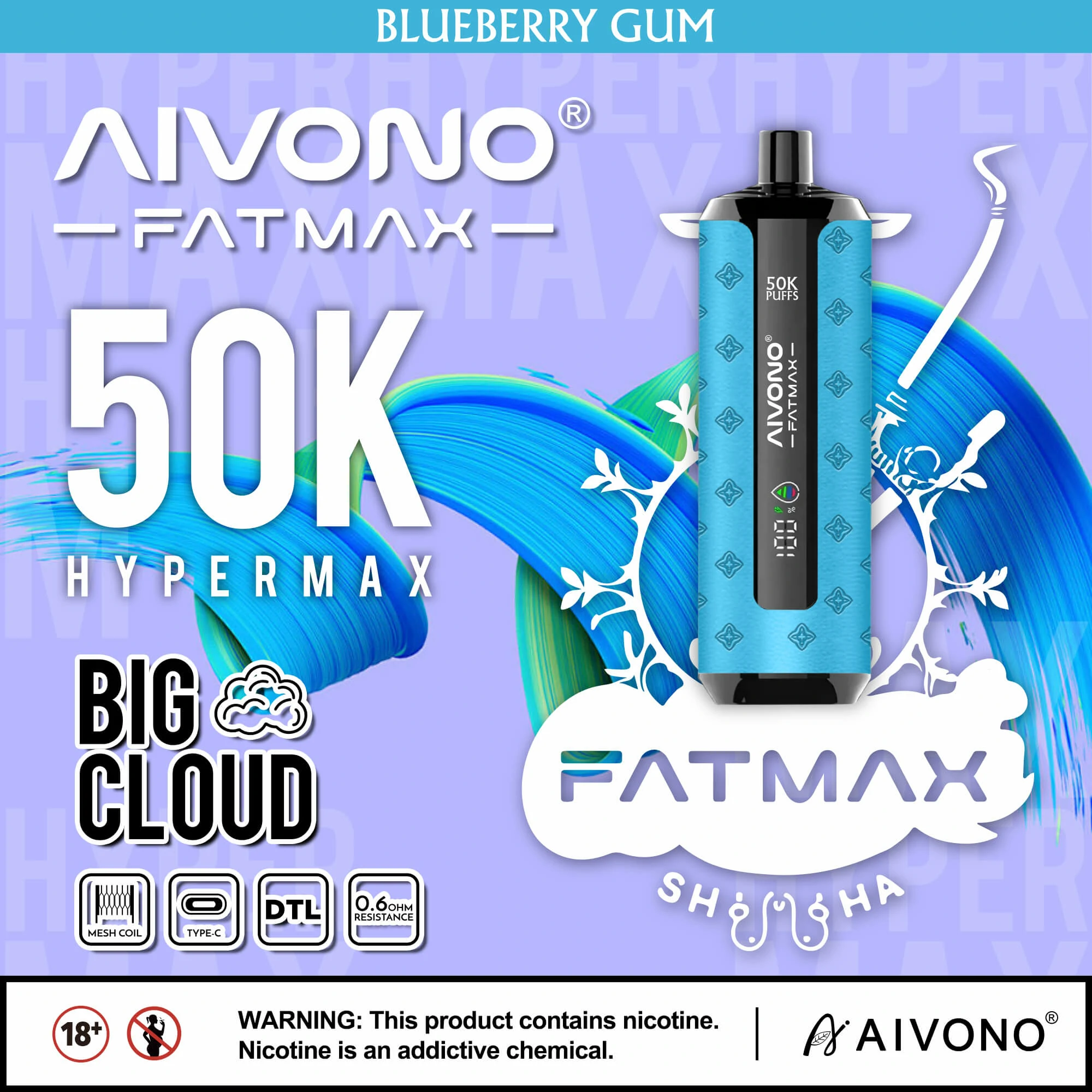 Aivono AIM FATMAX 50000パフ 使い捨て電子タバコ 画像2