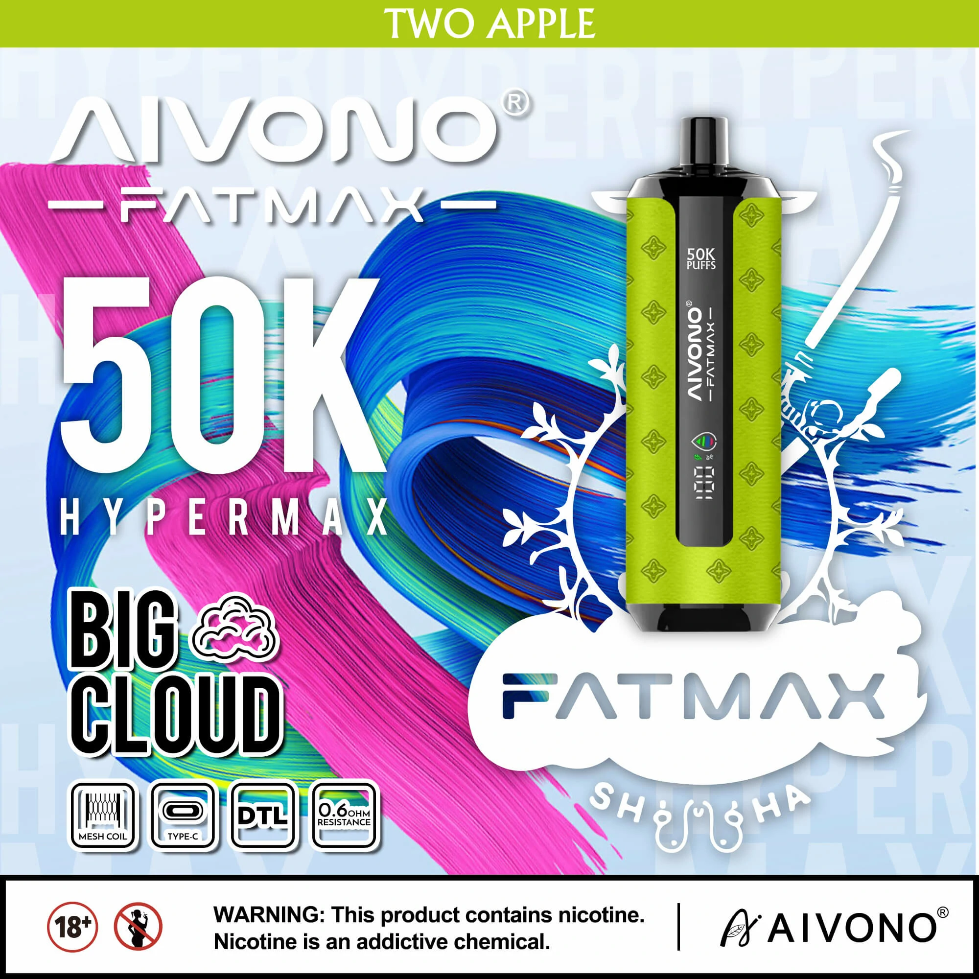 Aivono AIM FATMAX 50000パフ 使い捨て電子タバコ 画像4
