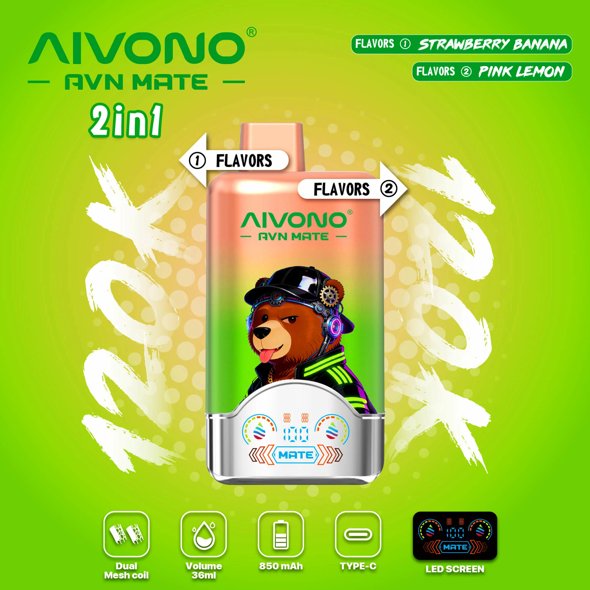 AIVONO AVN MATE 120000パフ 2-in-1 使い捨て電子タバコ 画像5