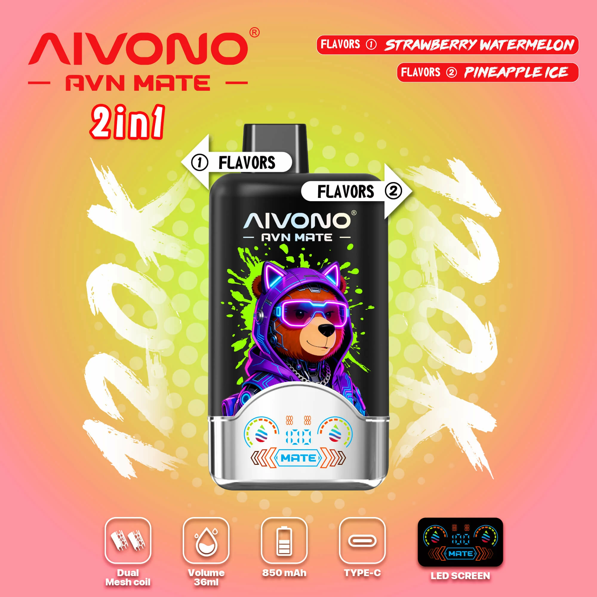 AIVONO AVN MATE 120000パフ 2-in-1 使い捨て電子タバコ 画像4