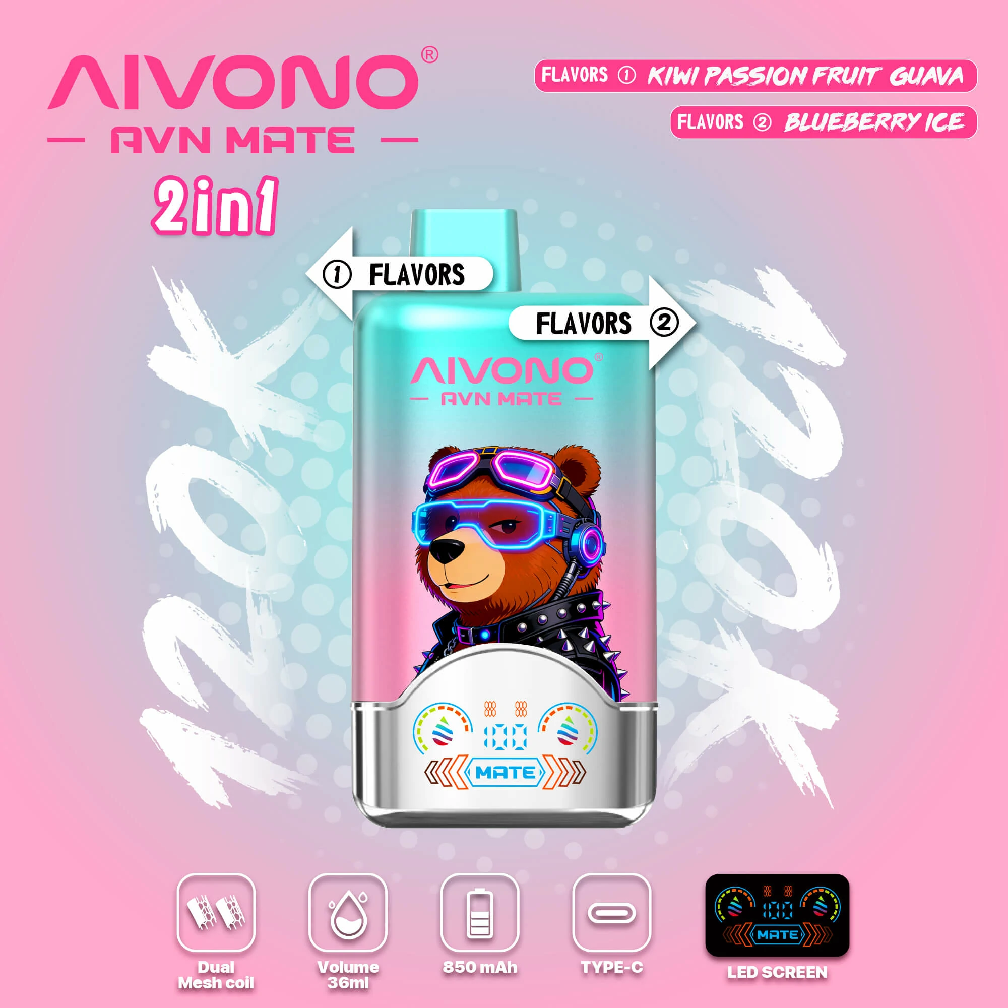 AIVONO AVN MATE 120000パフ 2-in-1 使い捨て電子タバコ 画像2