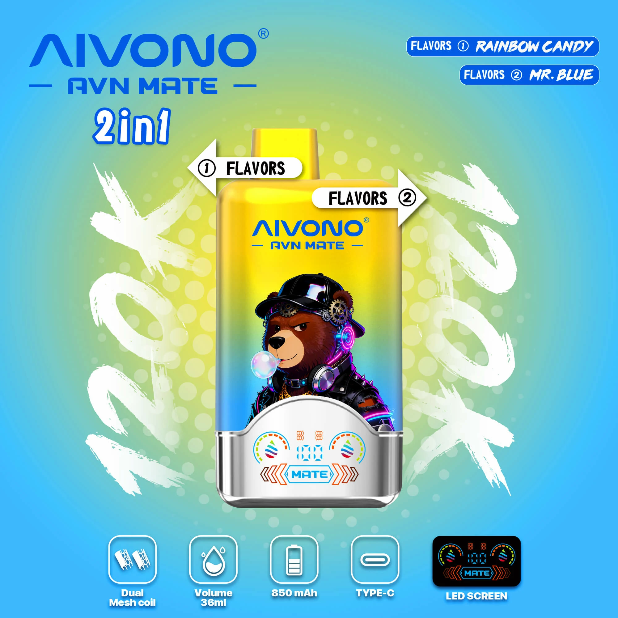 AIVONO AVN MATE 120000パフ 2-in-1 使い捨て電子タバコ 画像3
