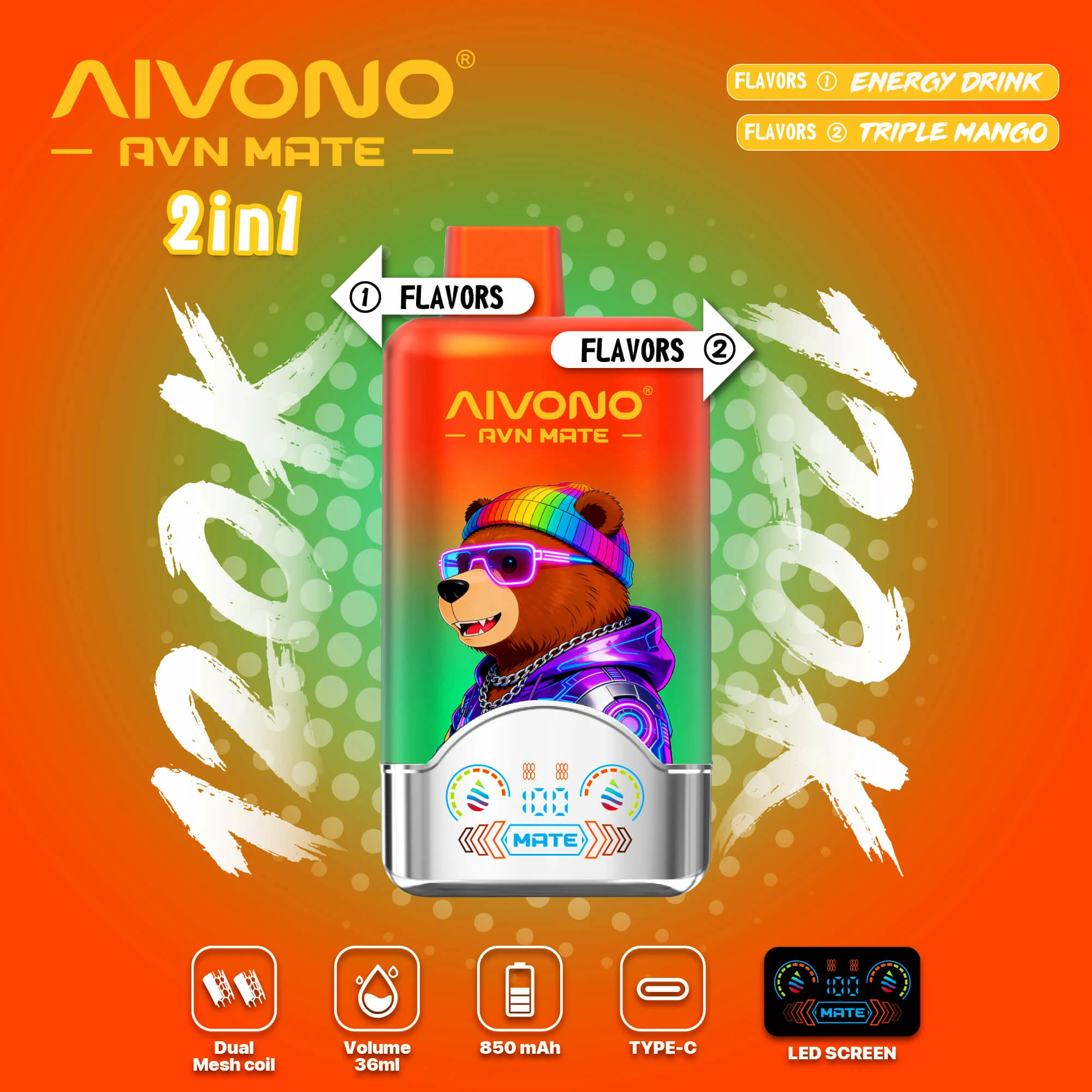AIVONO AVN MATE 120000パフ 2-in-1 使い捨て電子タバコ 画像6