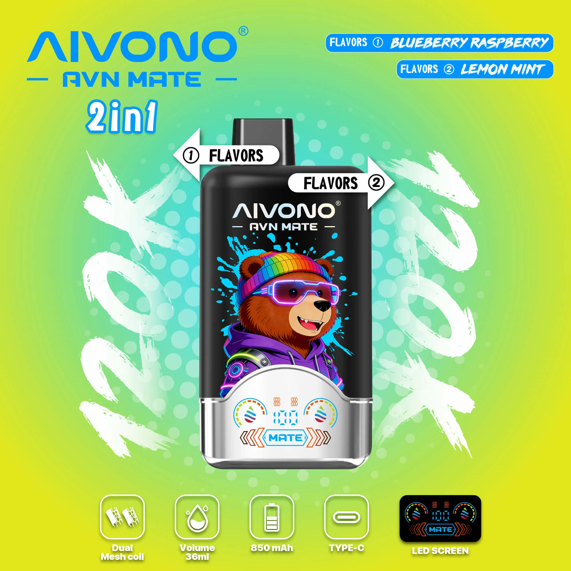AIVONO AVN MATE 120000パフ 2-in-1 使い捨て電子タバコ 画像7