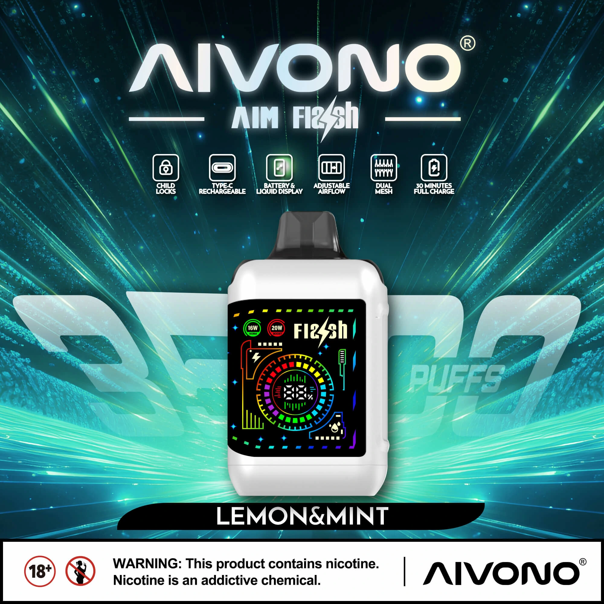 AIVONO FLASH 35000パフ 使い捨て電子タバコ 画像2