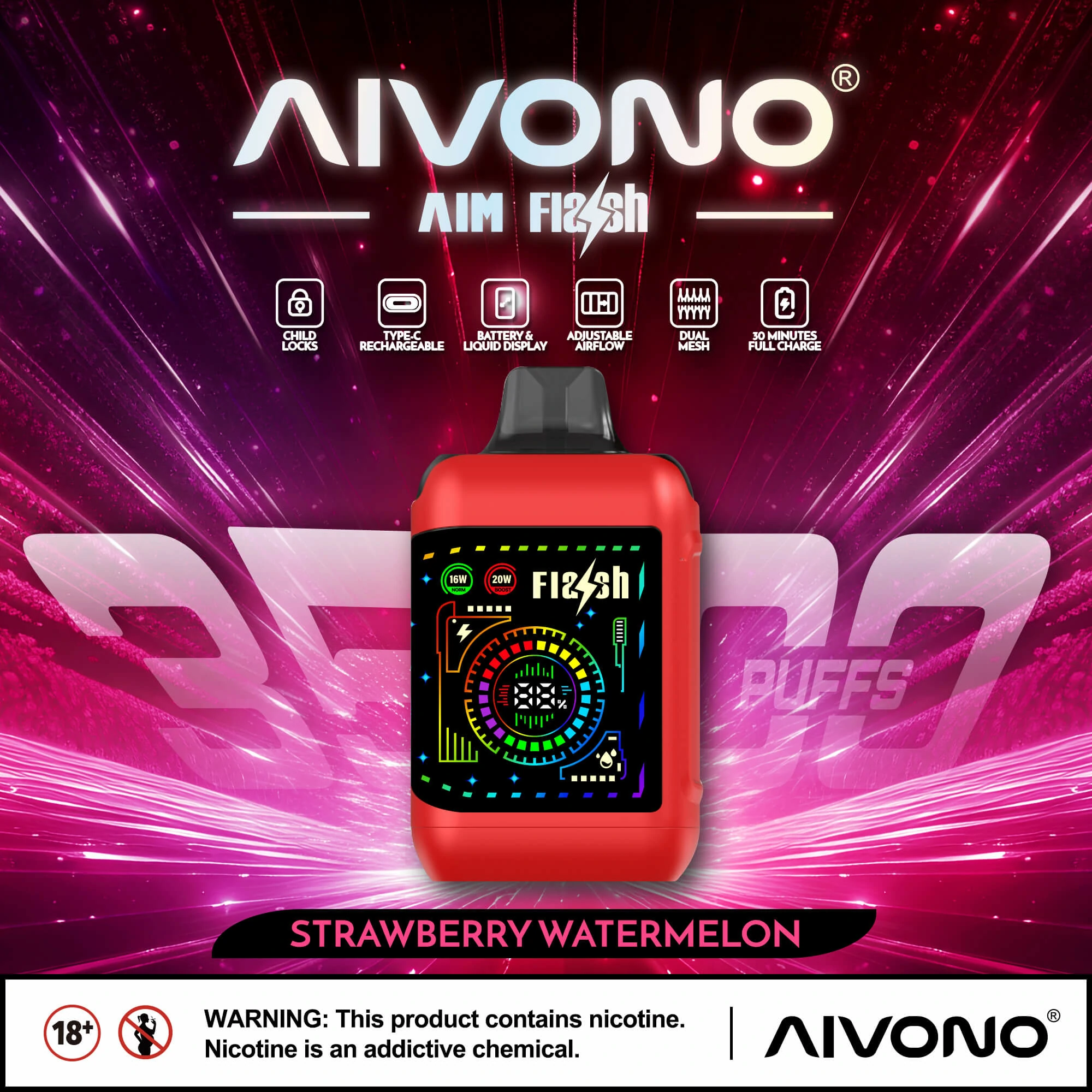 AIVONO FLASH 35000パフ 使い捨て電子タバコ 画像3