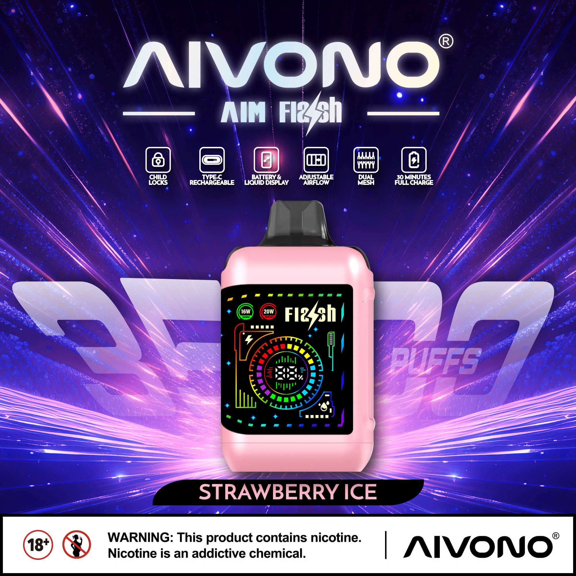 AIVONO FLASH 35000パフ 使い捨て電子タバコ 画像5