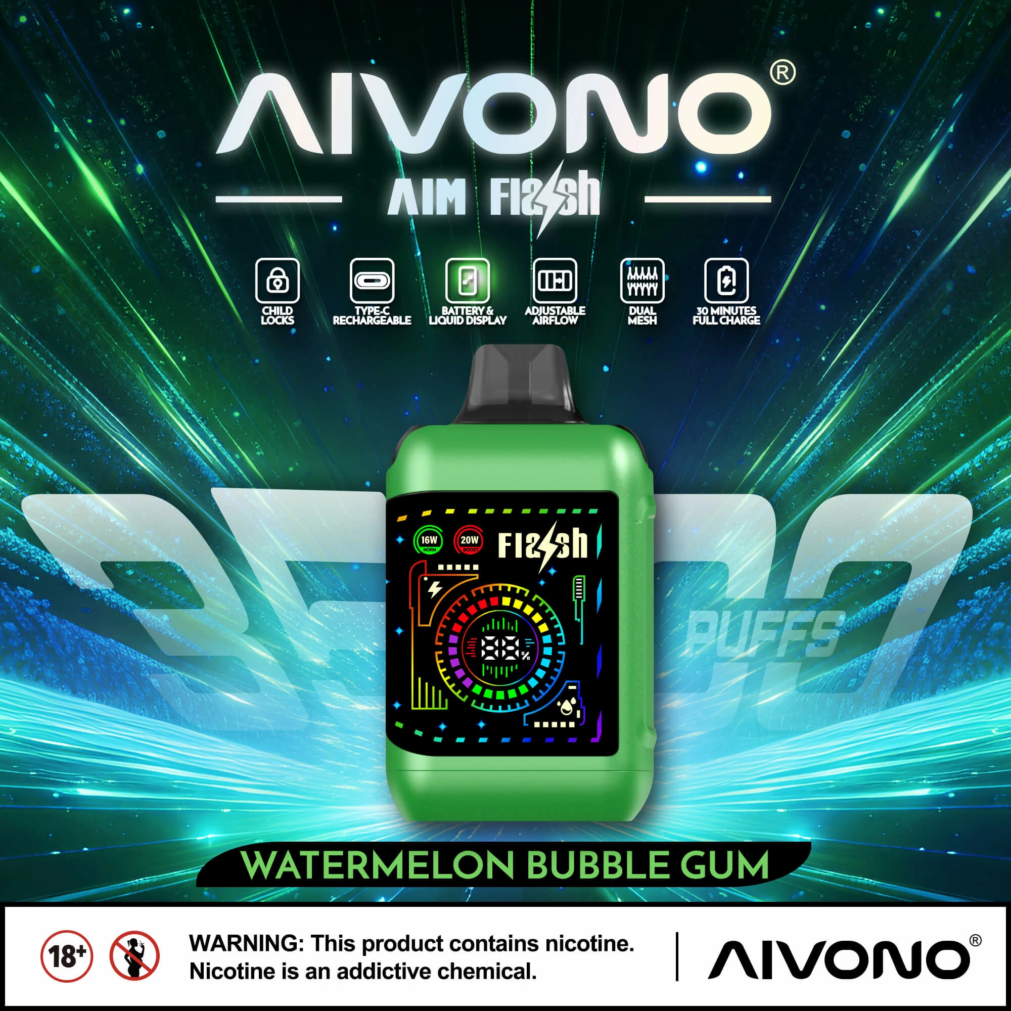 AIVONO FLASH 35000パフ 使い捨て電子タバコ 画像9