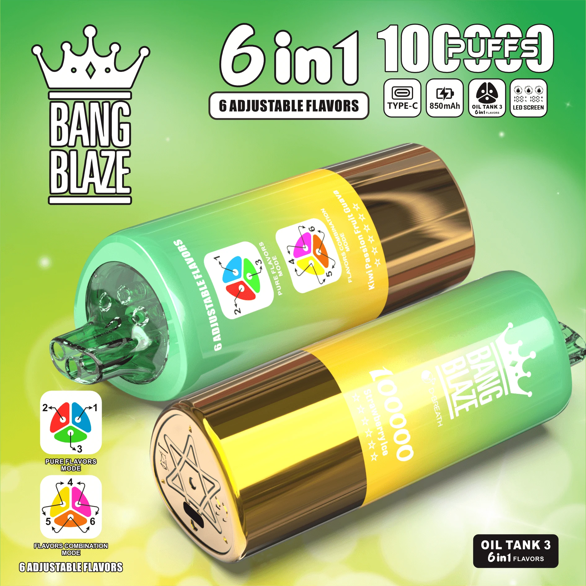 Bang Blaze 100000パフ 6-in-1 使い捨て電子タバコ 画像4