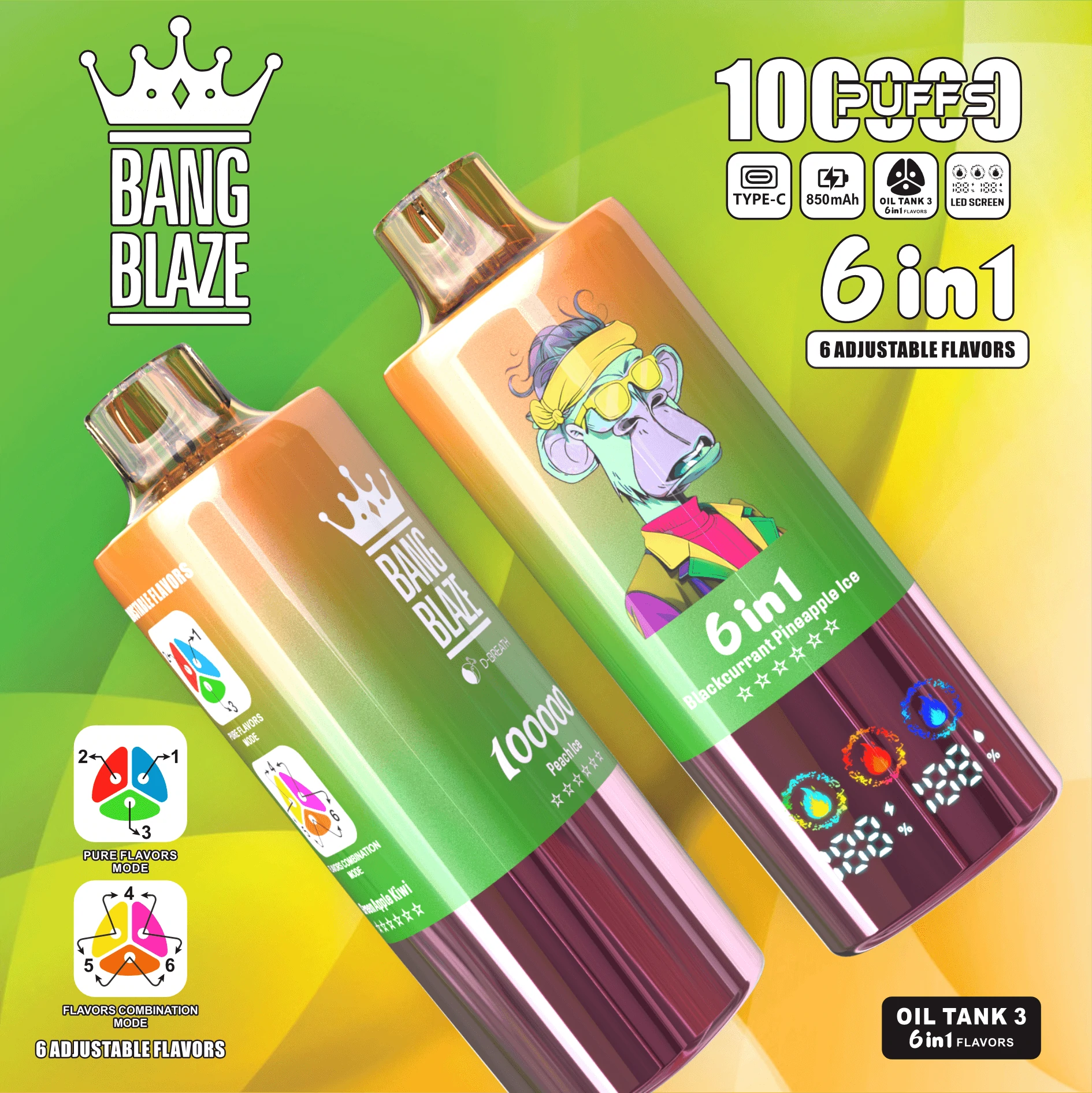 Bang Blaze 100000パフ 6-in-1 使い捨て電子タバコ 画像8