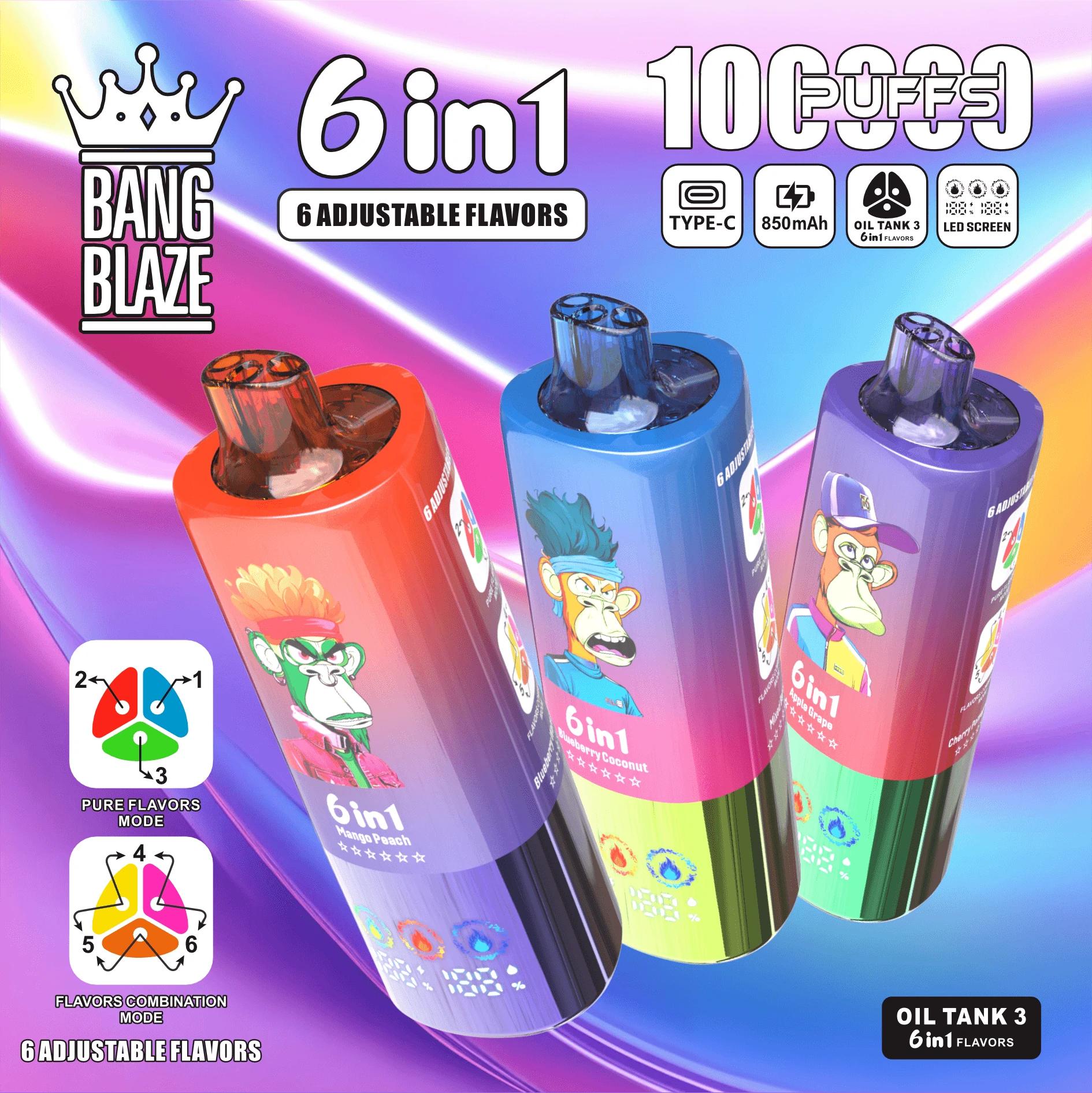 Bang Blaze 100000パフ 6-in-1 使い捨て電子タバコ 画像6