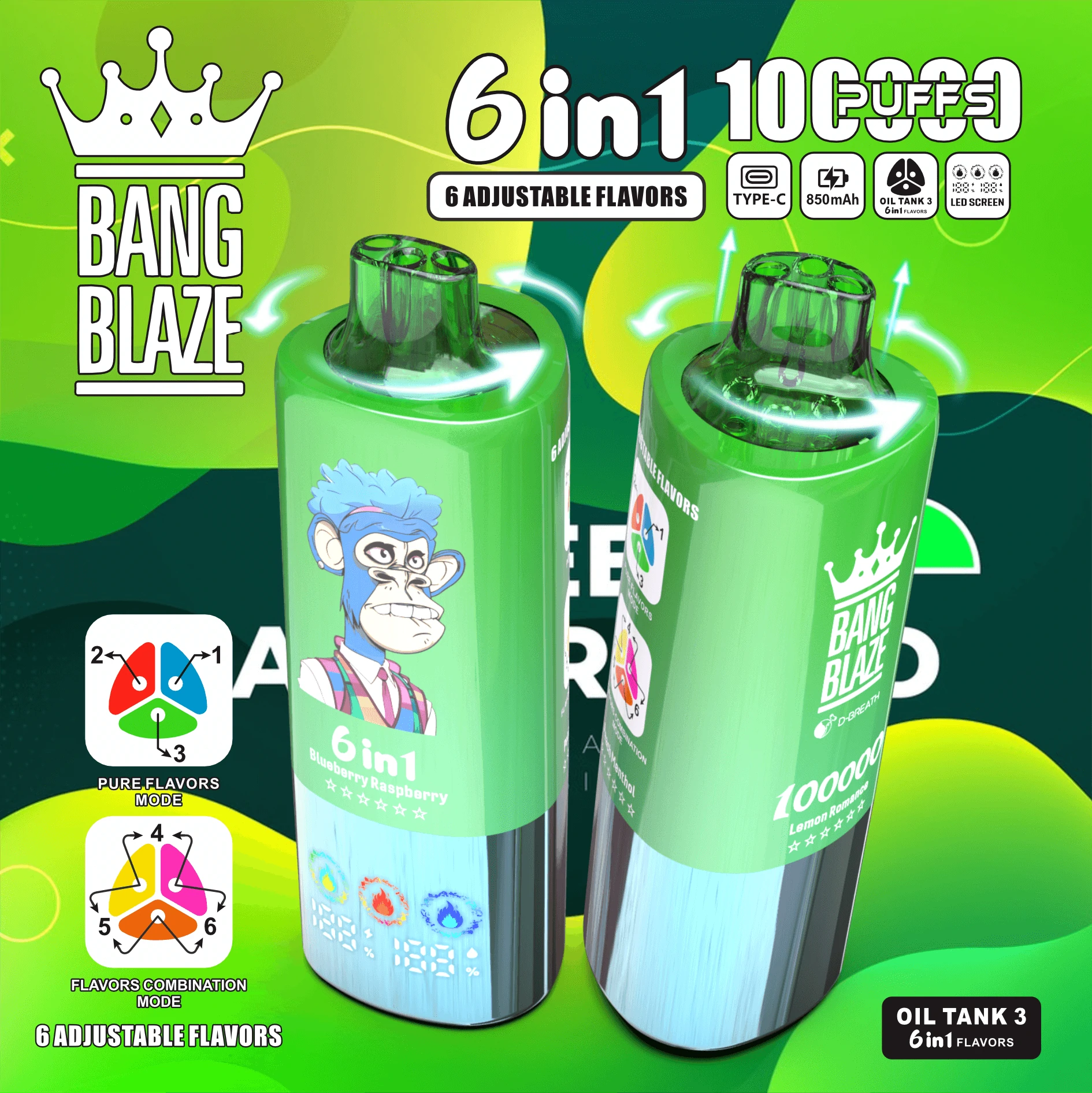 Bang Blaze 100000パフ 6-in-1 使い捨て電子タバコ 画像5