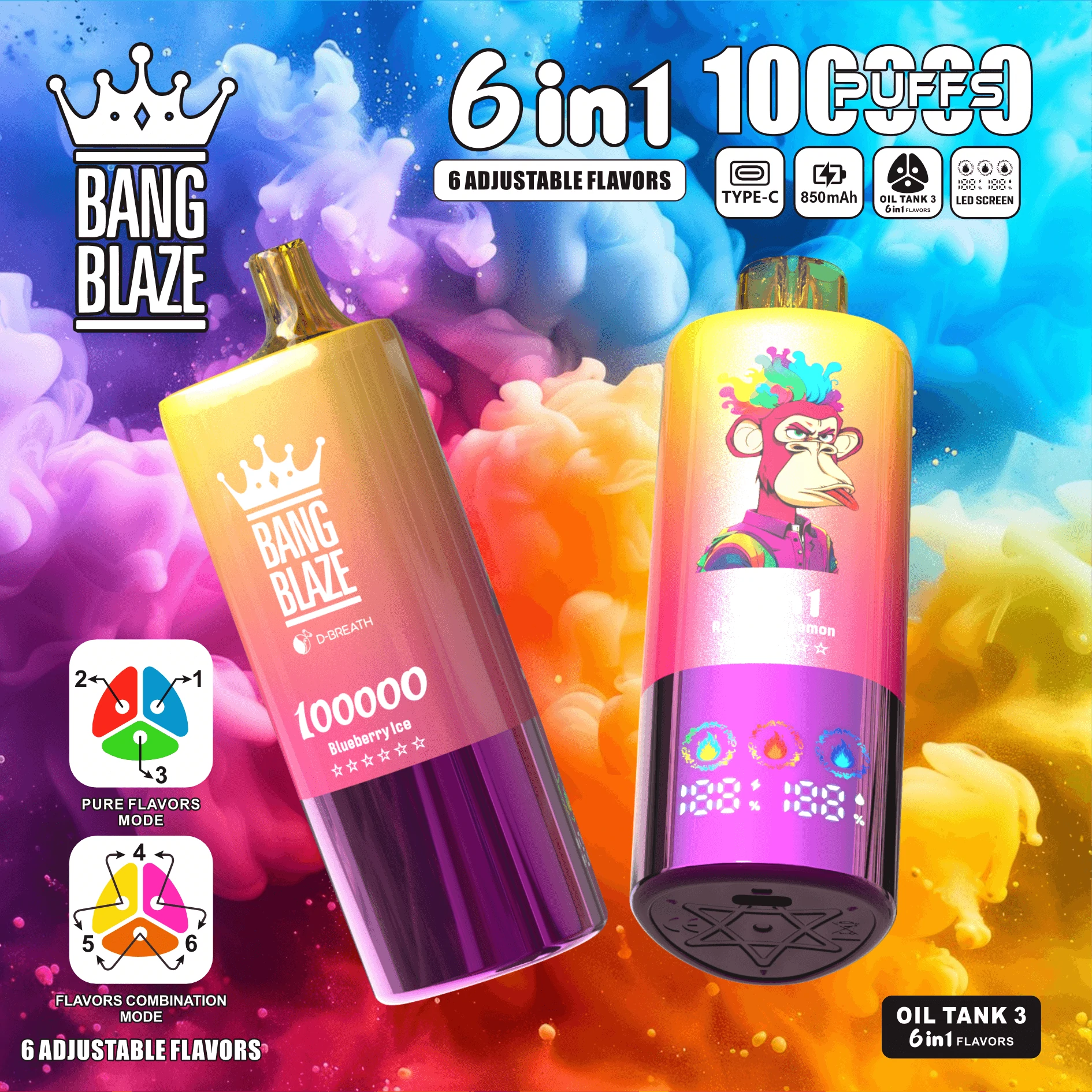 Bang Blaze 100000パフ 6-in-1 使い捨て電子タバコ 画像7