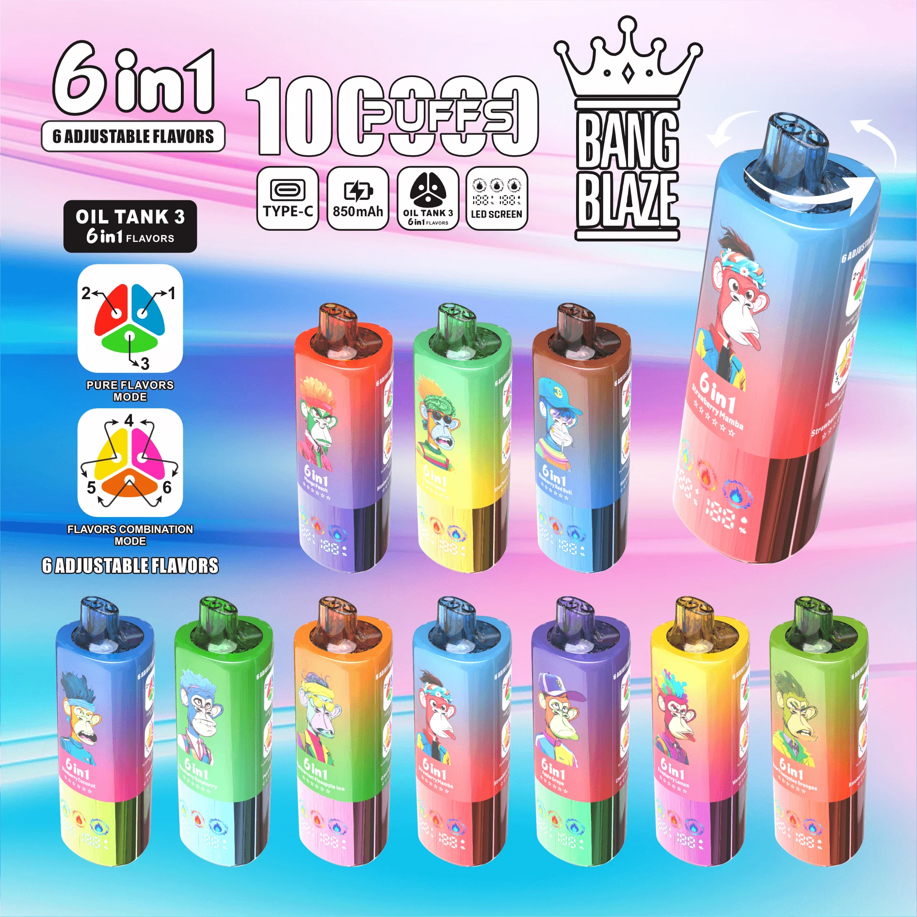 Bang Blaze 100000パフ 6-in-1 使い捨て電子タバコ 画像12