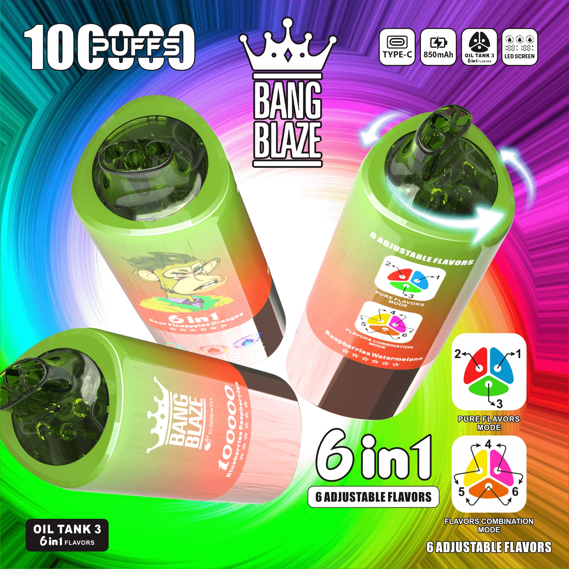 Bang Blaze 100000パフ 6-in-1 使い捨て電子タバコ 画像10