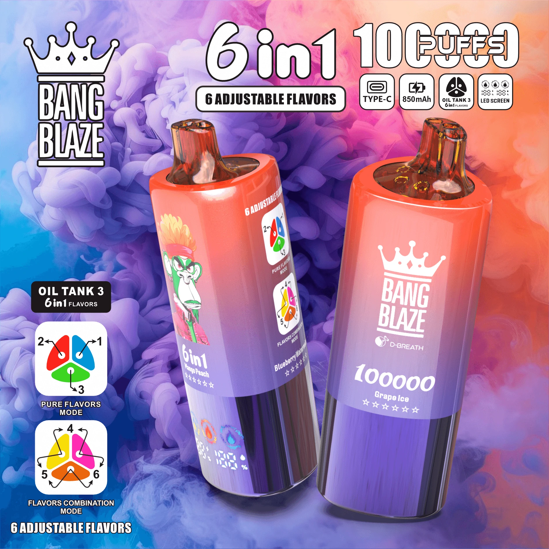 Bang Blaze 100000パフ 6-in-1 使い捨て電子タバコ 画像9