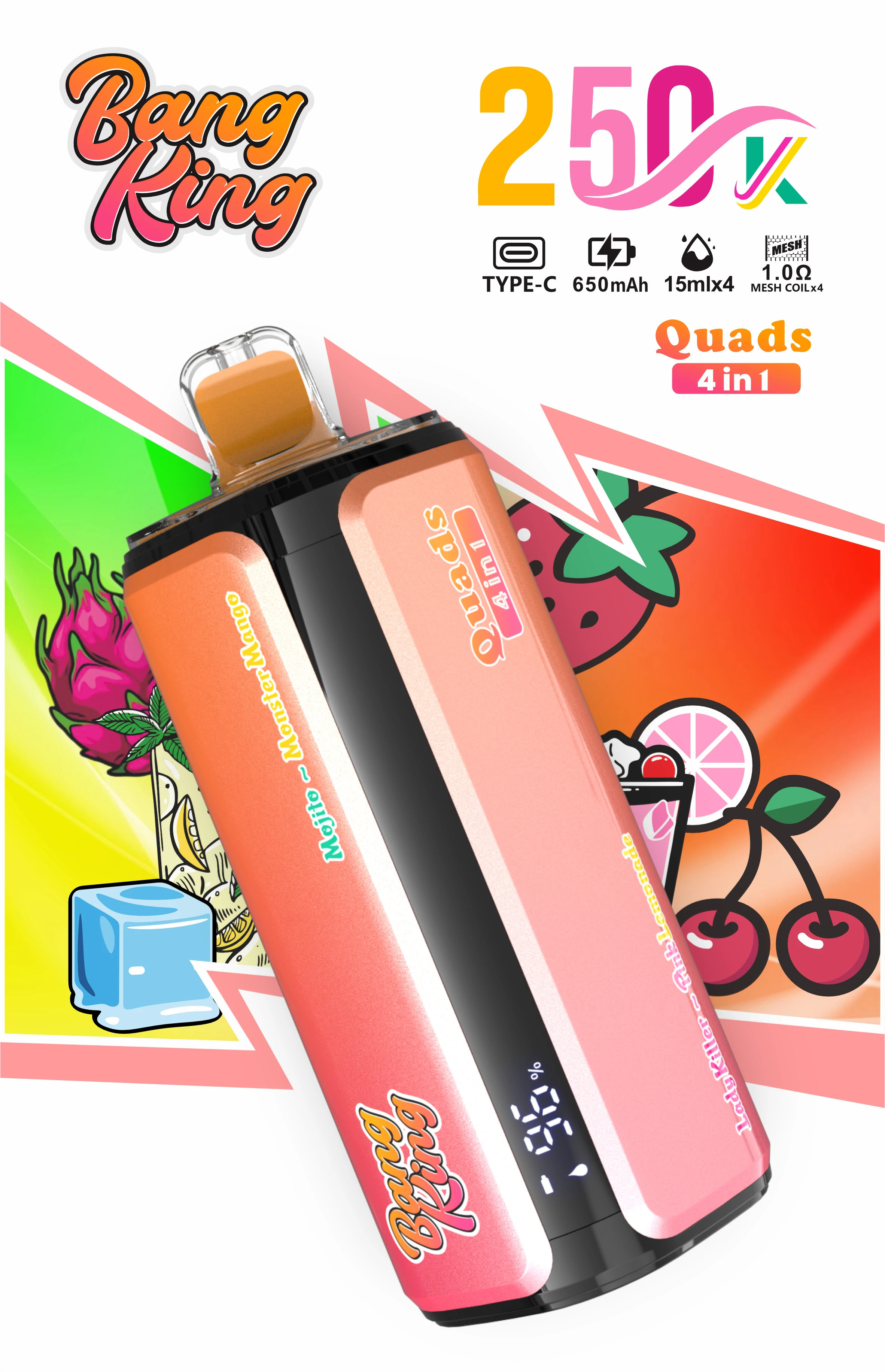 Bang King Quads 250000パフ 4-in-1 使い捨て電子タバコ 画像10
