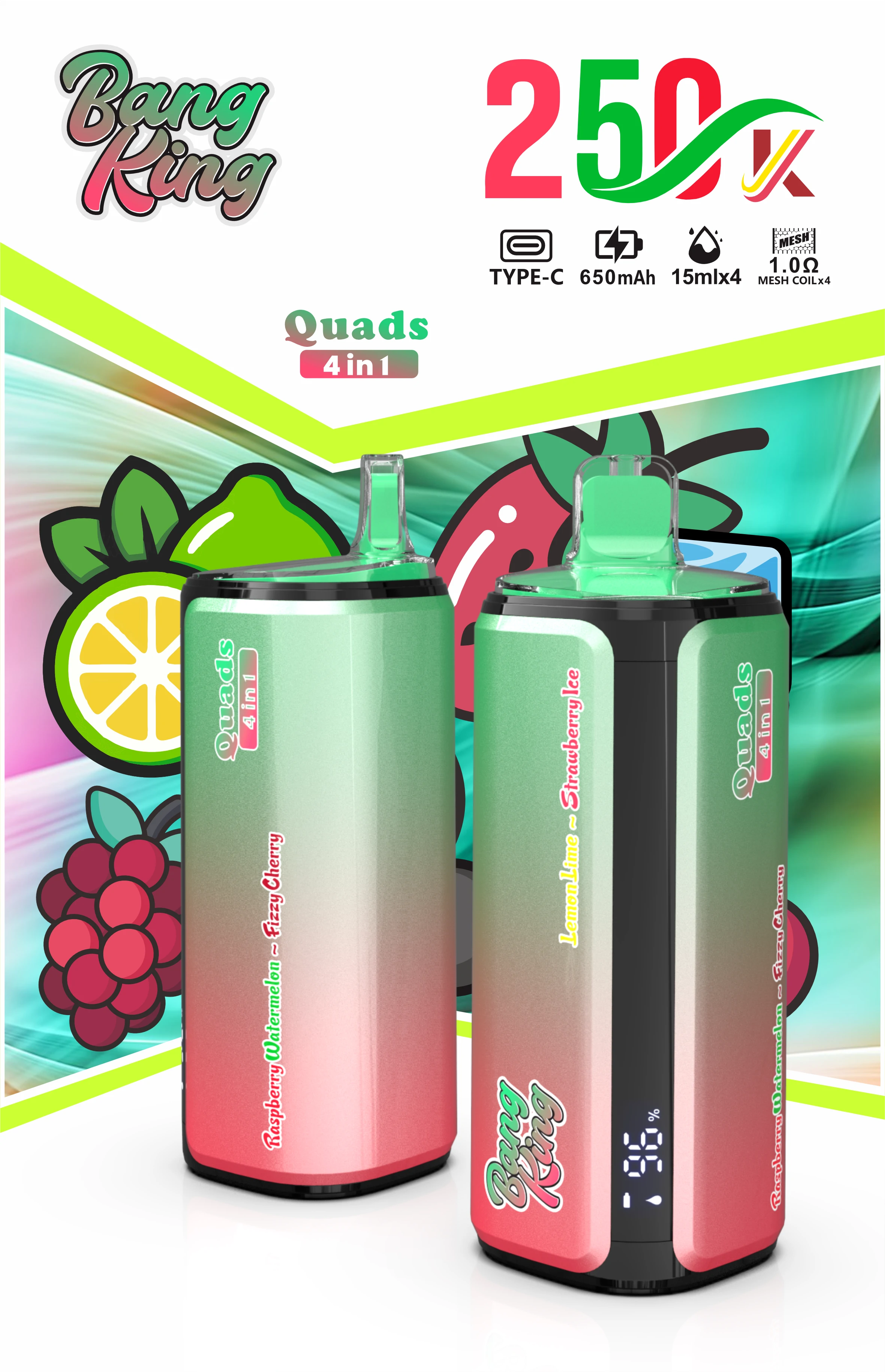 Bang King Quads 250000パフ 4-in-1 使い捨て電子タバコ 画像7