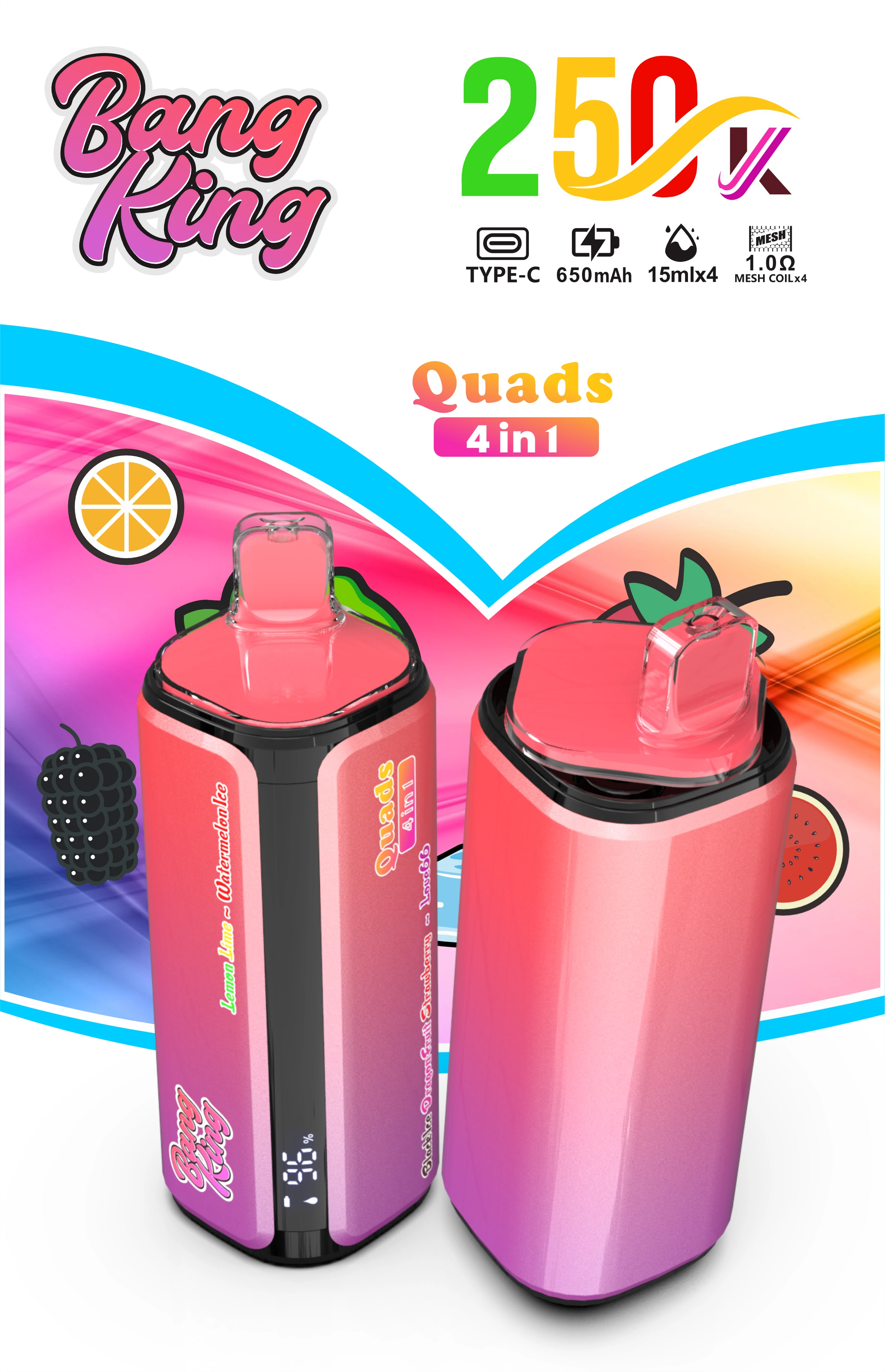 Bang King Quads 250000パフ 4-in-1 使い捨て電子タバコ 画像3