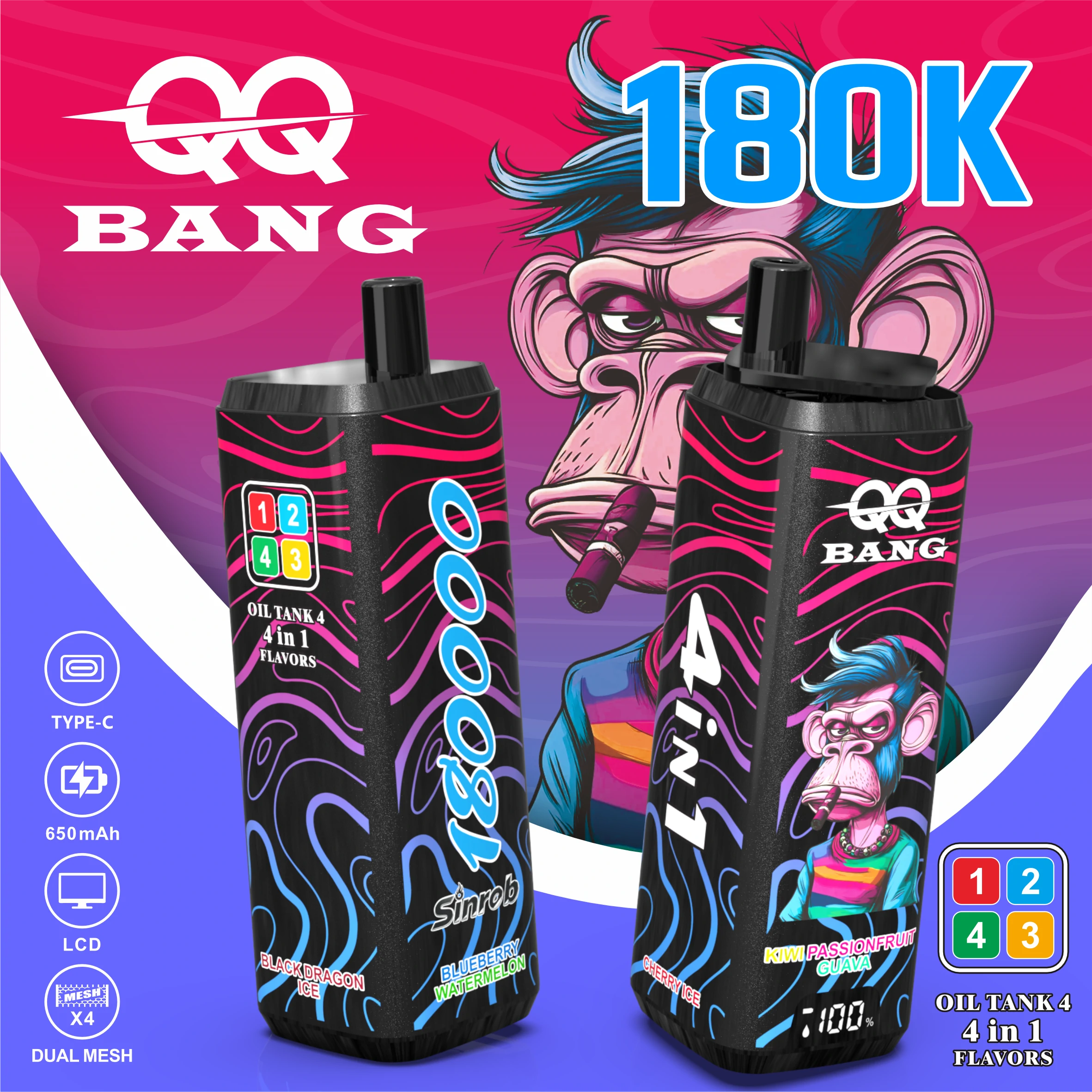 BANG QQ 180000パフ 4-in-1 使い捨て電子タバコ 画像4