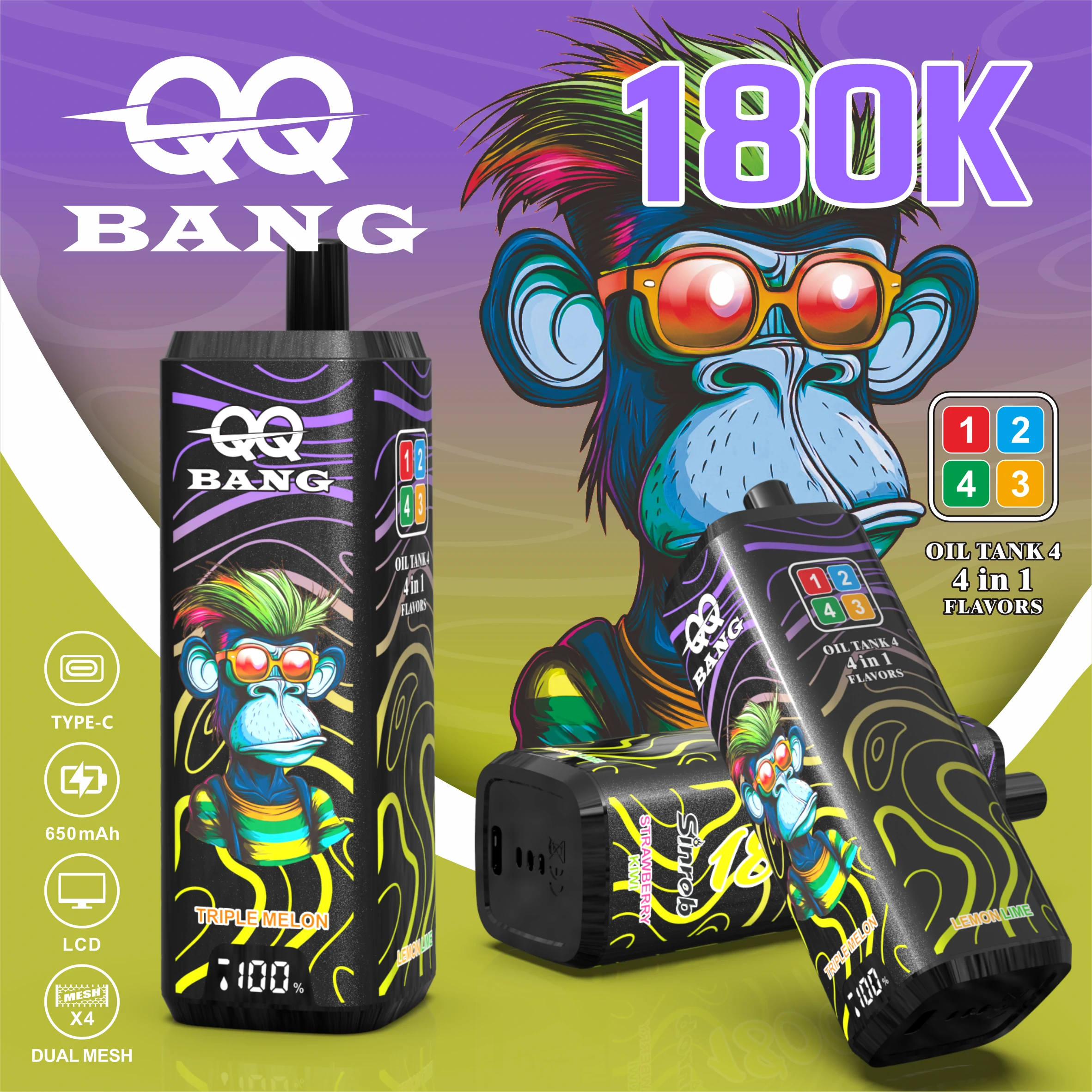 BANG QQ 180000パフ 4-in-1 使い捨て電子タバコ 画像2