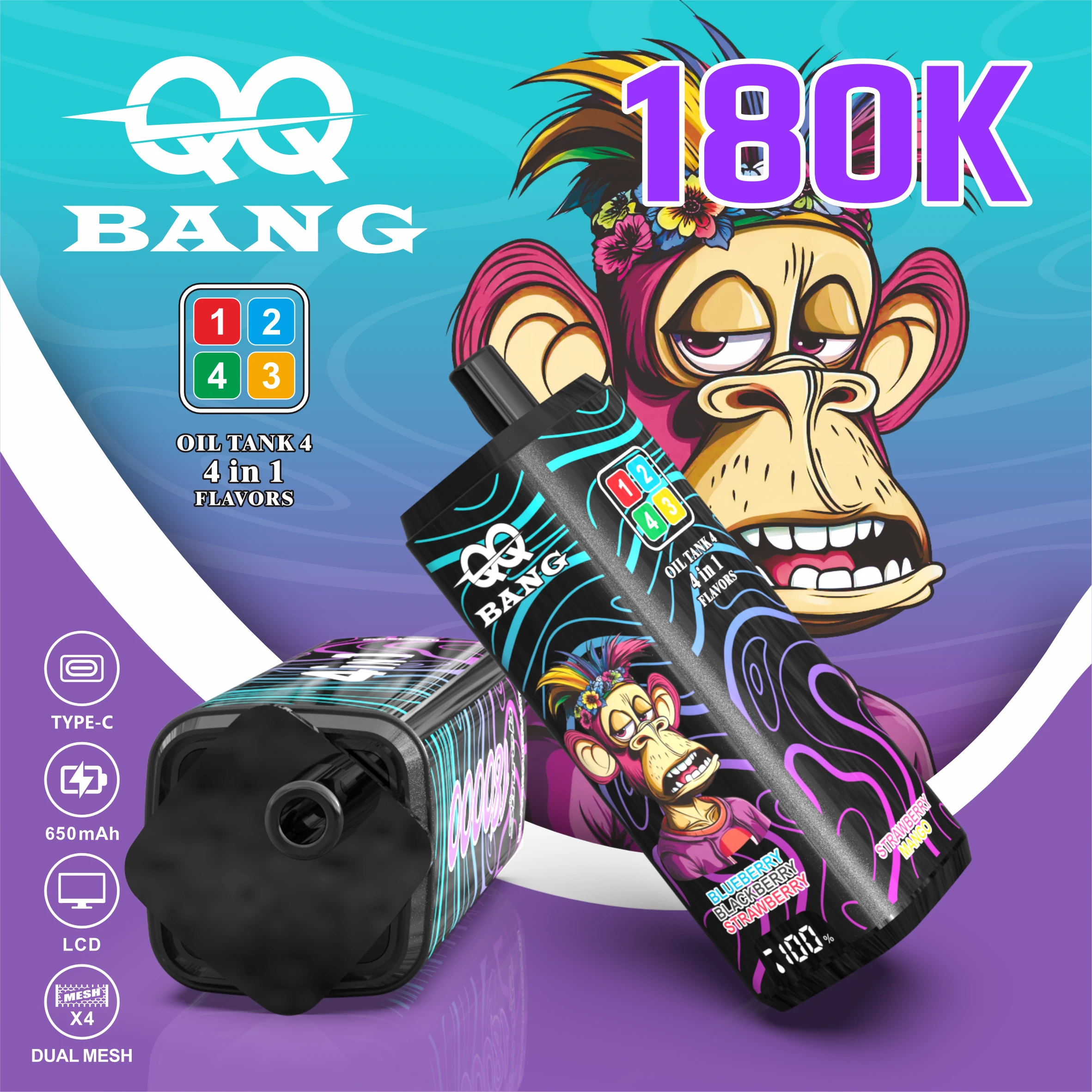 BANG QQ 180000パフ 4-in-1 使い捨て電子タバコ
