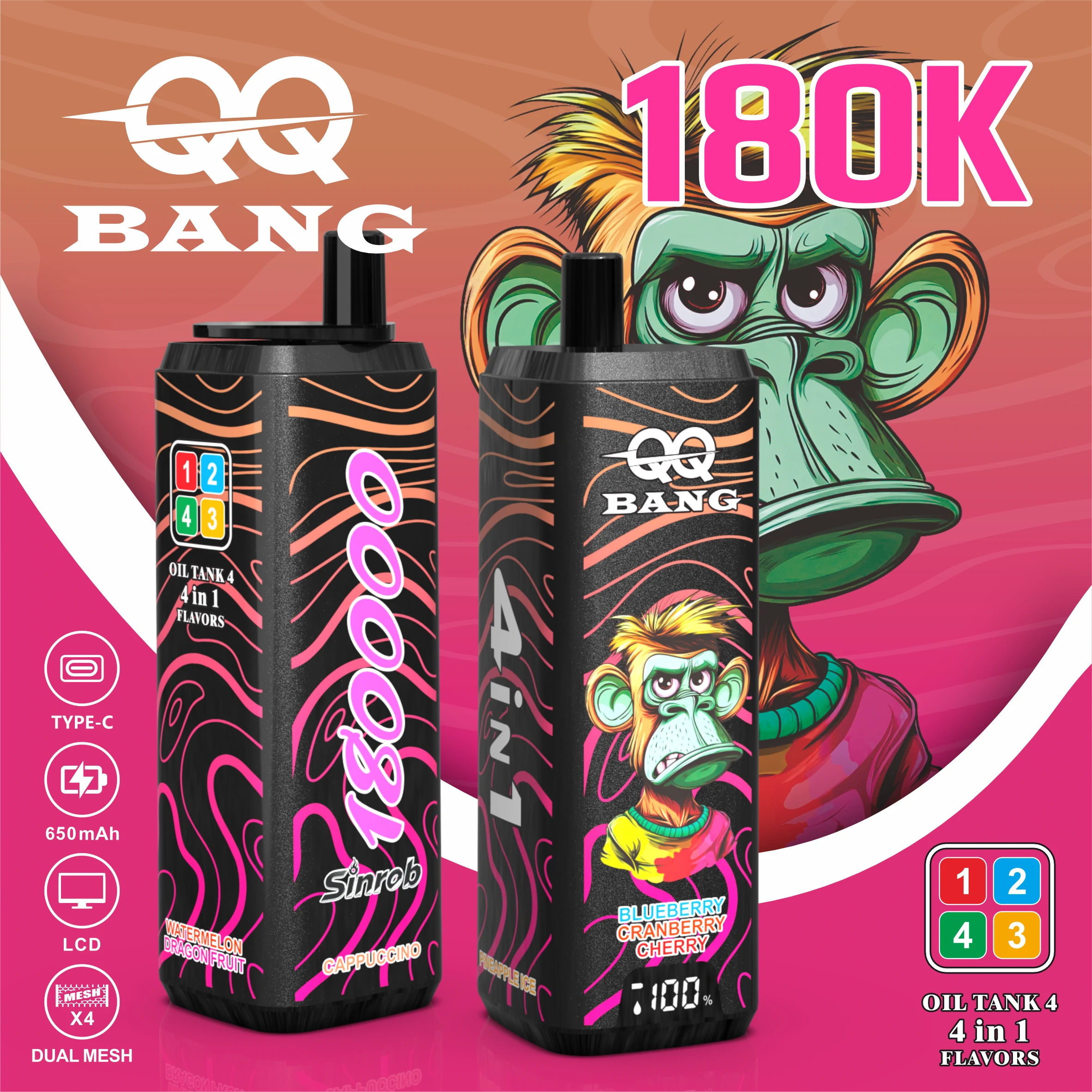 BANG QQ 180000パフ 4-in-1 使い捨て電子タバコ 画像8