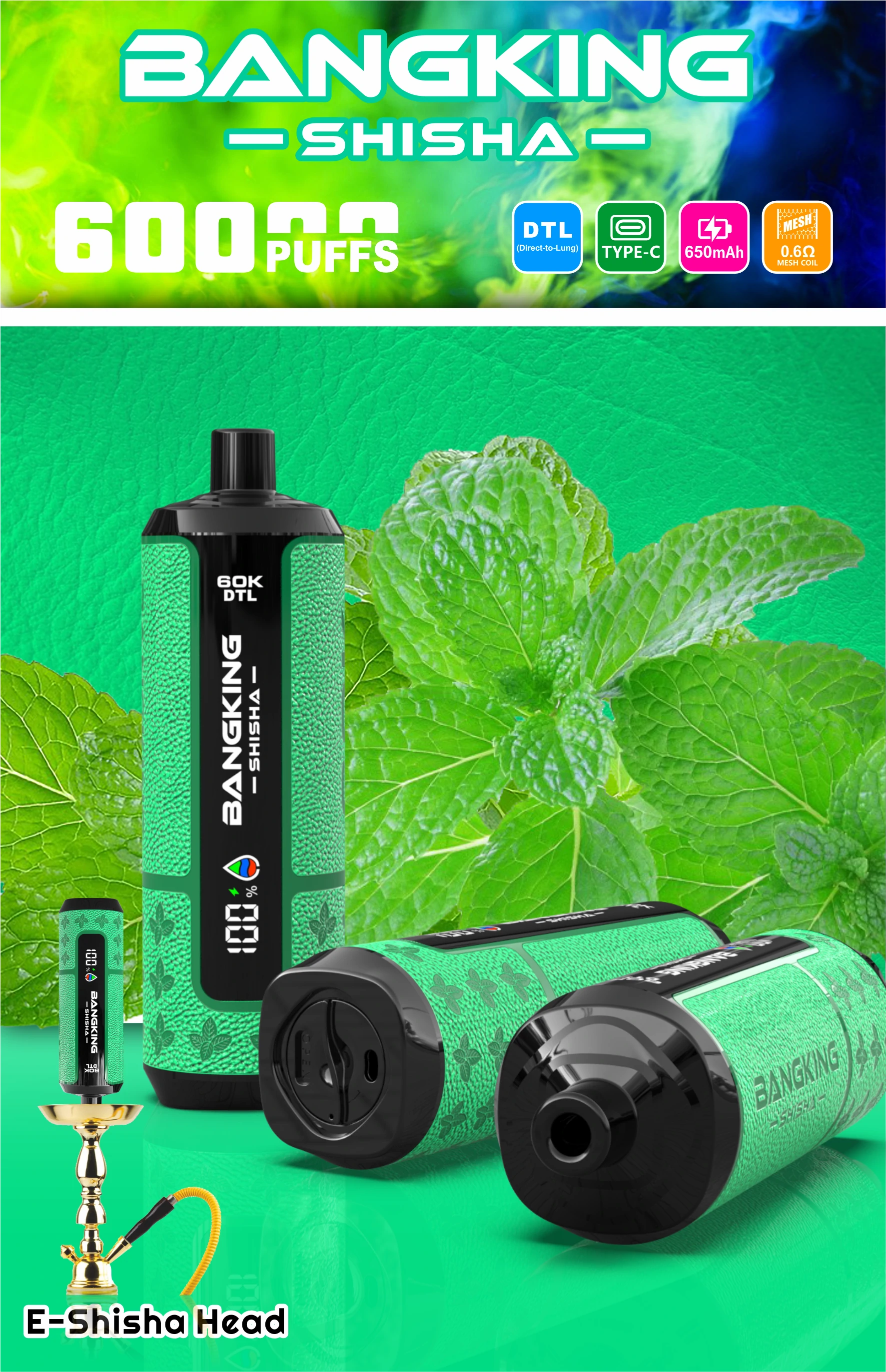 Bang King Shisha 60000パフ 使い捨て電子タバコ 画像2