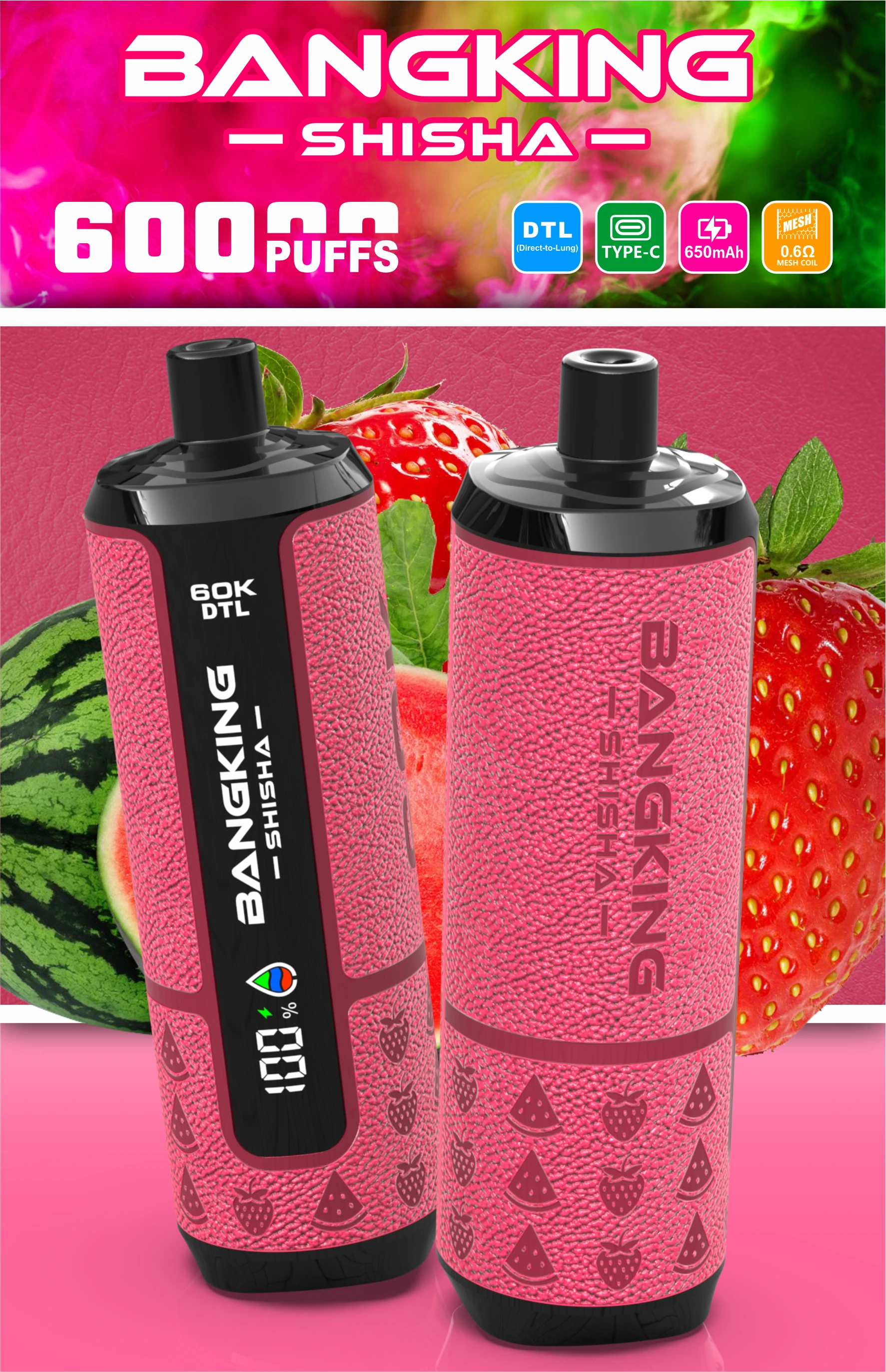 Bang King Shisha 60000パフ 使い捨て電子タバコ 画像9