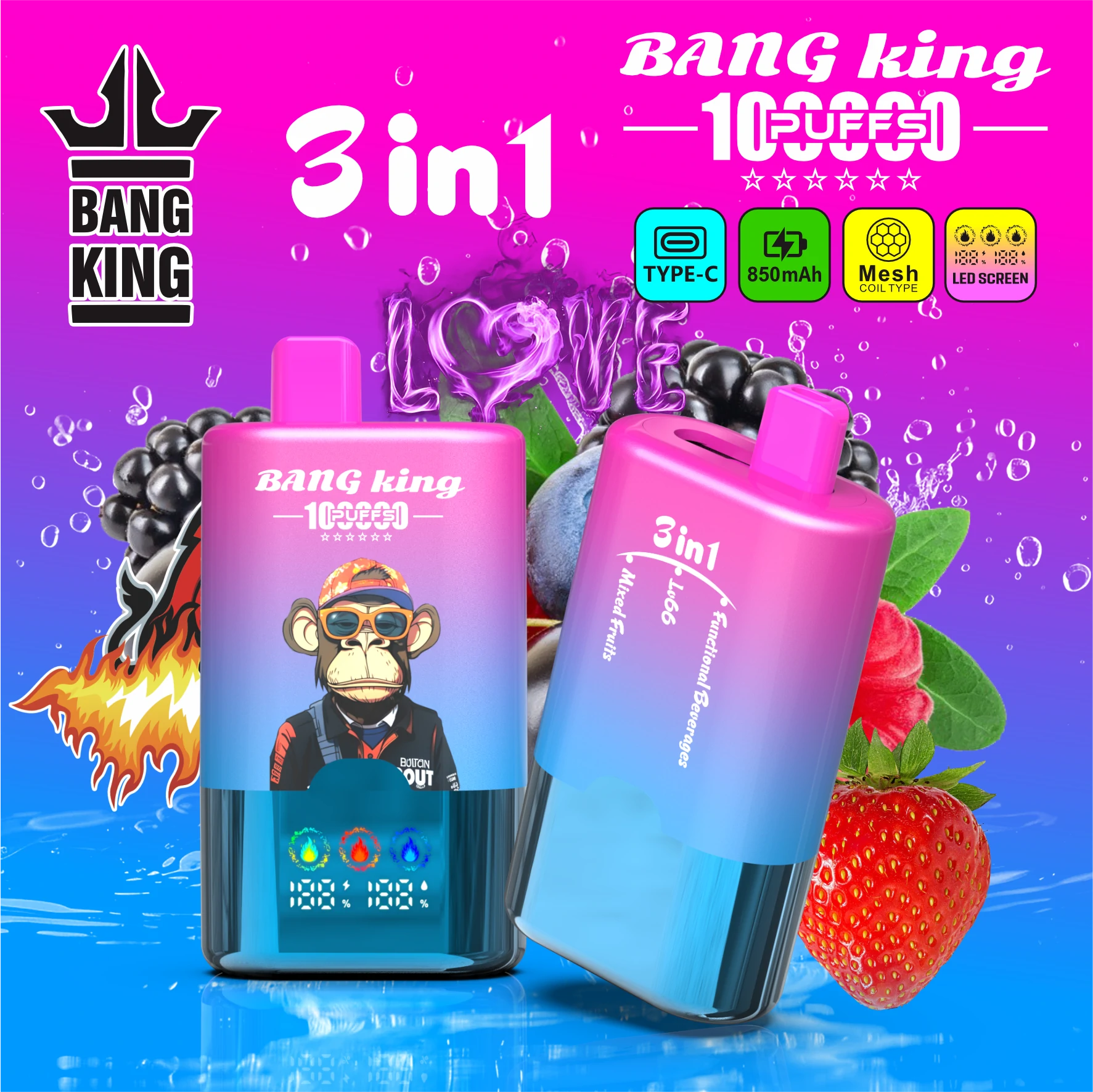 Bang King 100000パフ 3-in-1 使い捨て電子タバコ 画像7