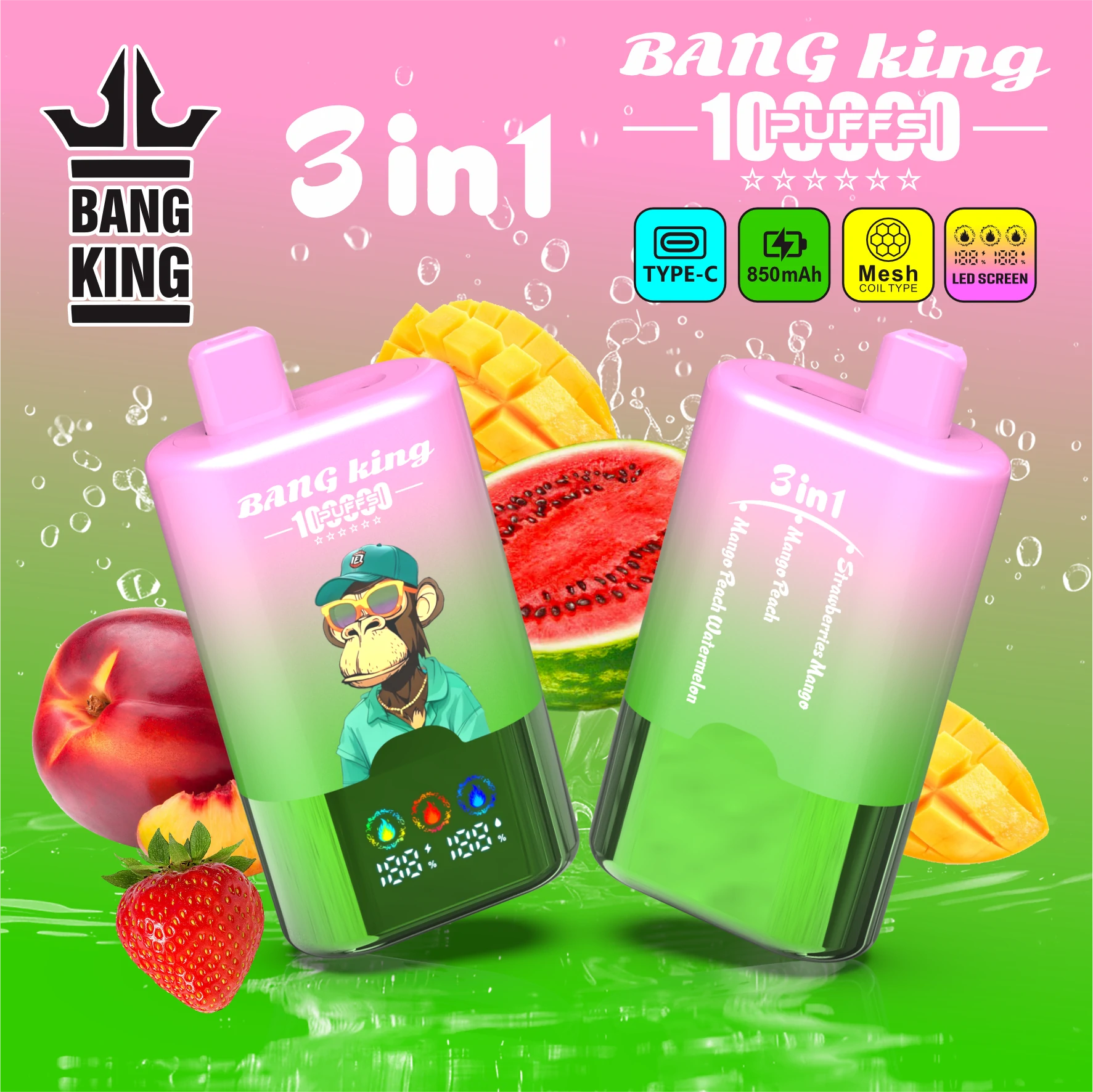 Bang King 100000パフ 3-in-1 使い捨て電子タバコ 画像2