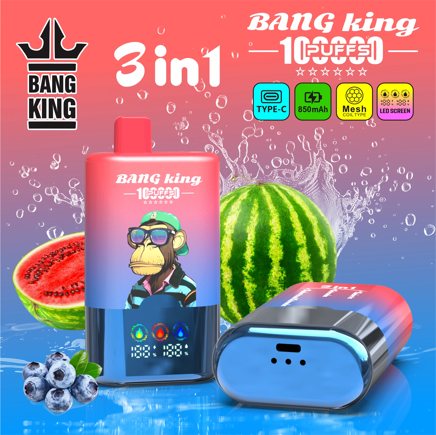 Bang King 100000パフ 3-in-1 使い捨て電子タバコ 画像6